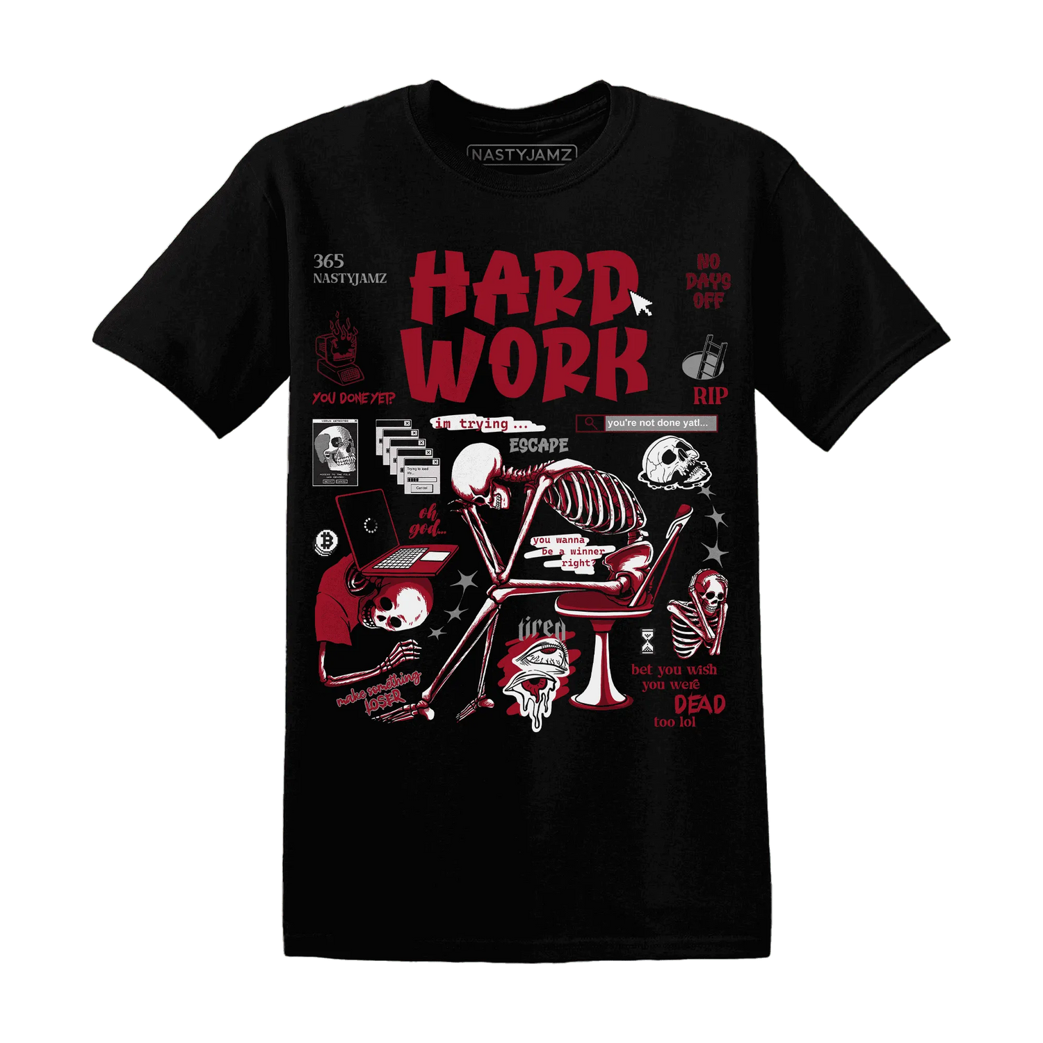 NastyJamz-Retro-Red-Taxi-12s-T-Shirt-Match-Hard-Work