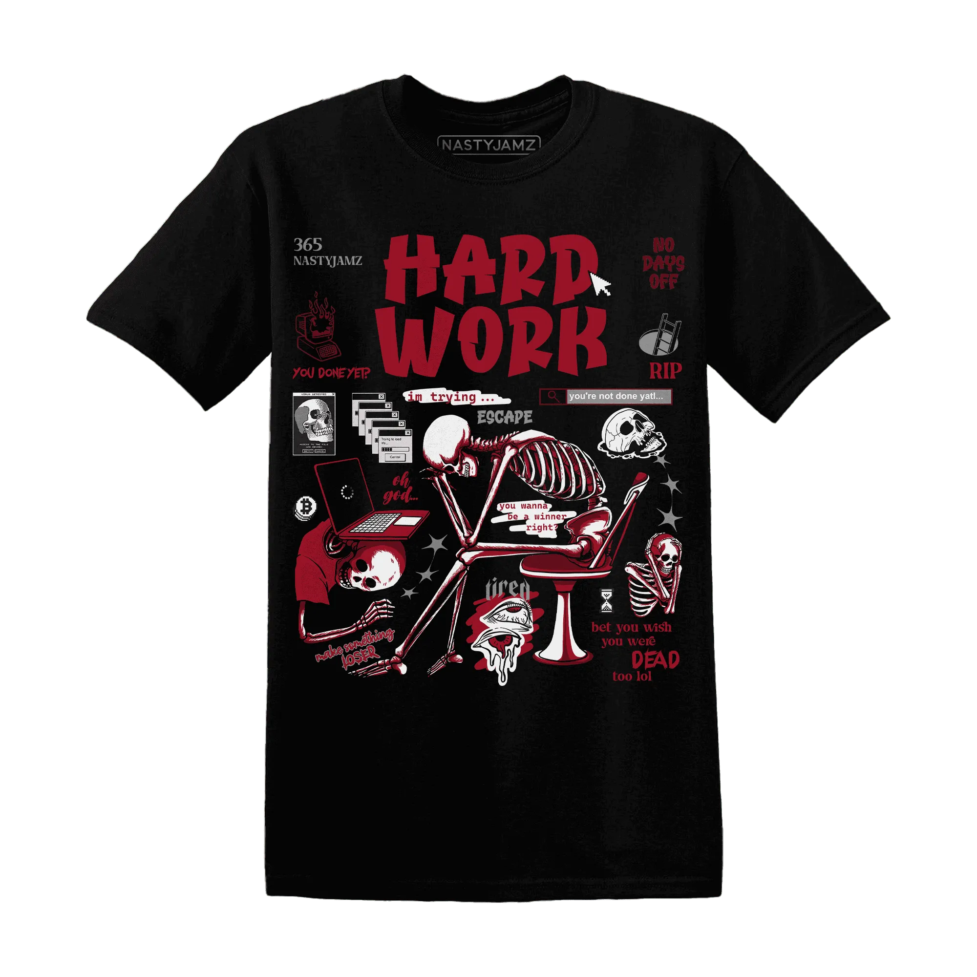 NastyJamz-Retro-Red-Taxi-12s-T-Shirt-Match-Hard-Work