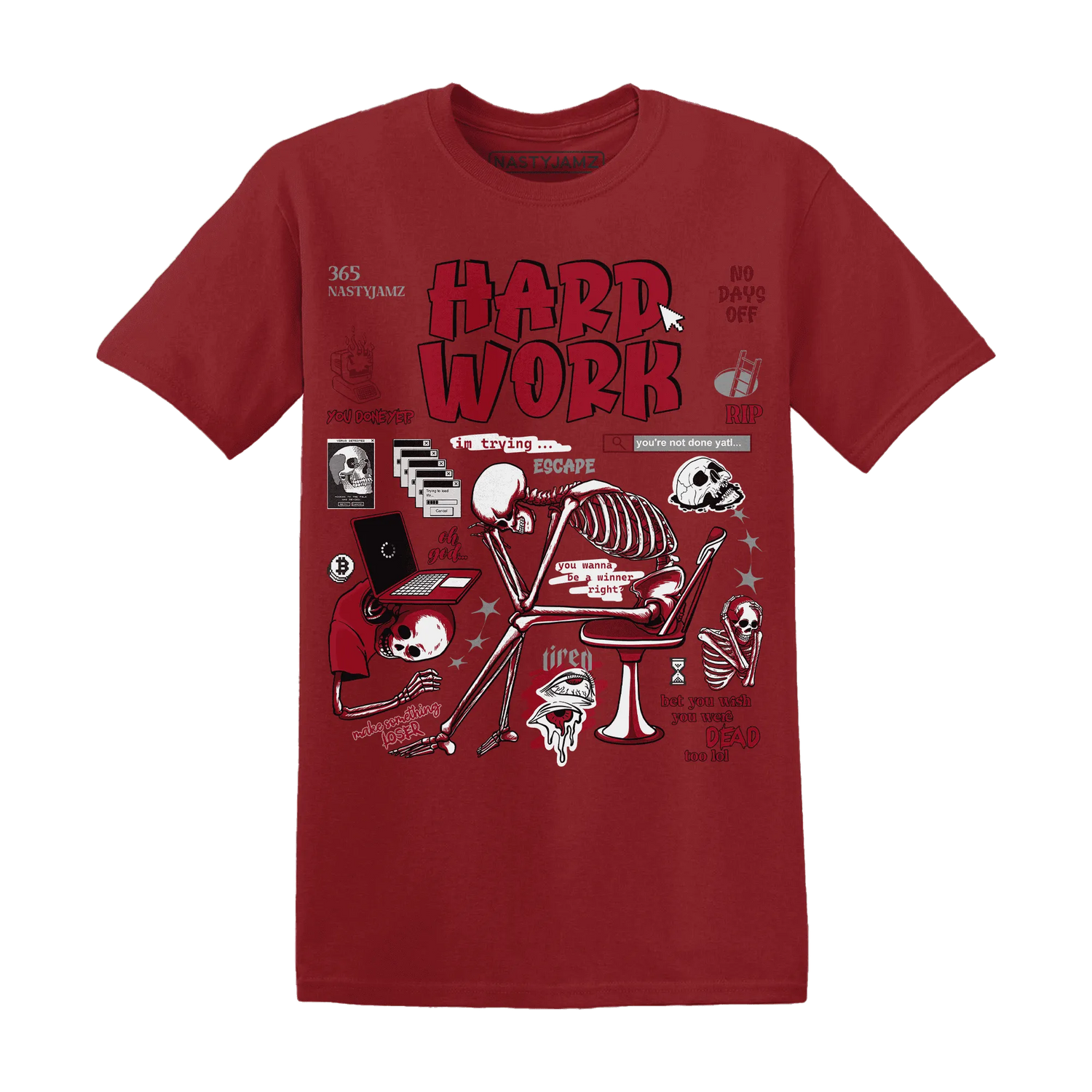 NastyJamz-Retro-Red-Taxi-12s-T-Shirt-Match-Hard-Work