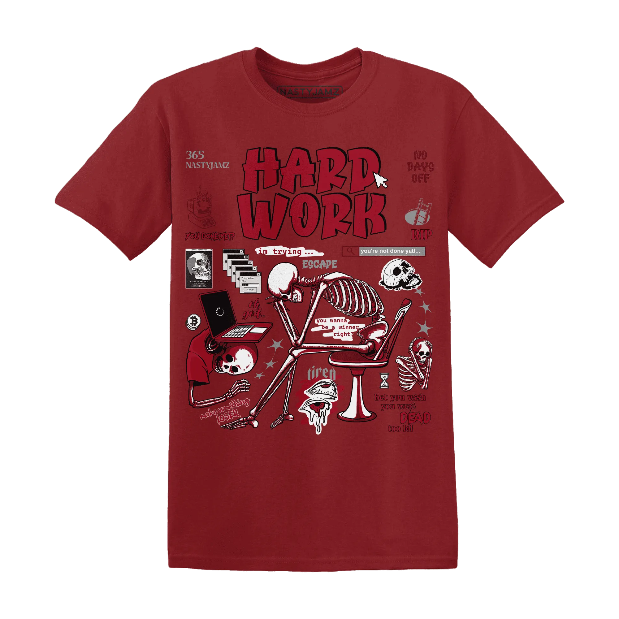 NastyJamz-Retro-Red-Taxi-12s-T-Shirt-Match-Hard-Work