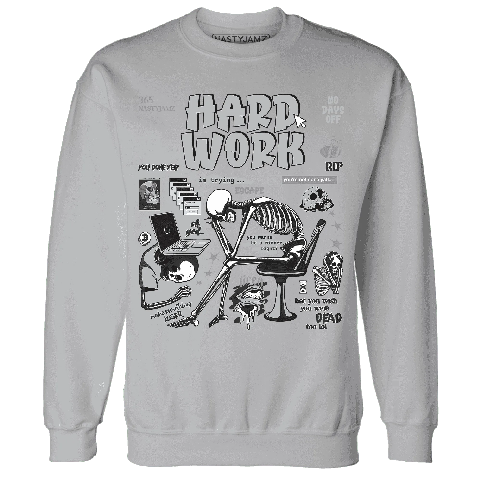 NastyJamz-Wolf-Grey-12s-Sweatshirt-Match-Hard-Work
