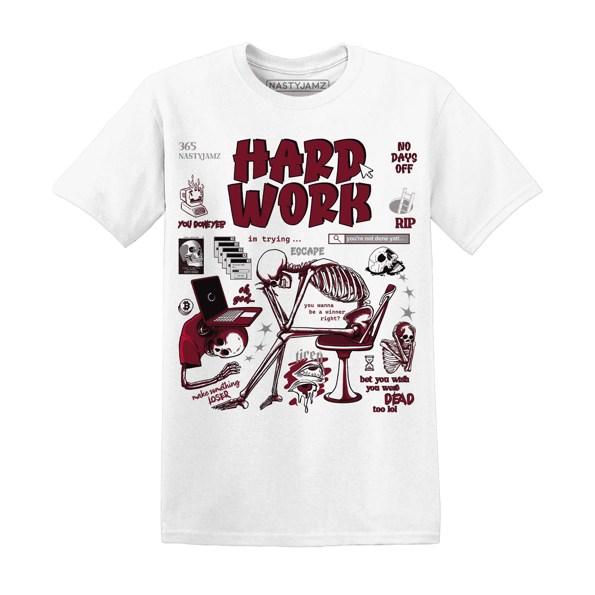 NastyJamz-High-White-Team-Red-1s-T-Shirt-Match-Hard-Work