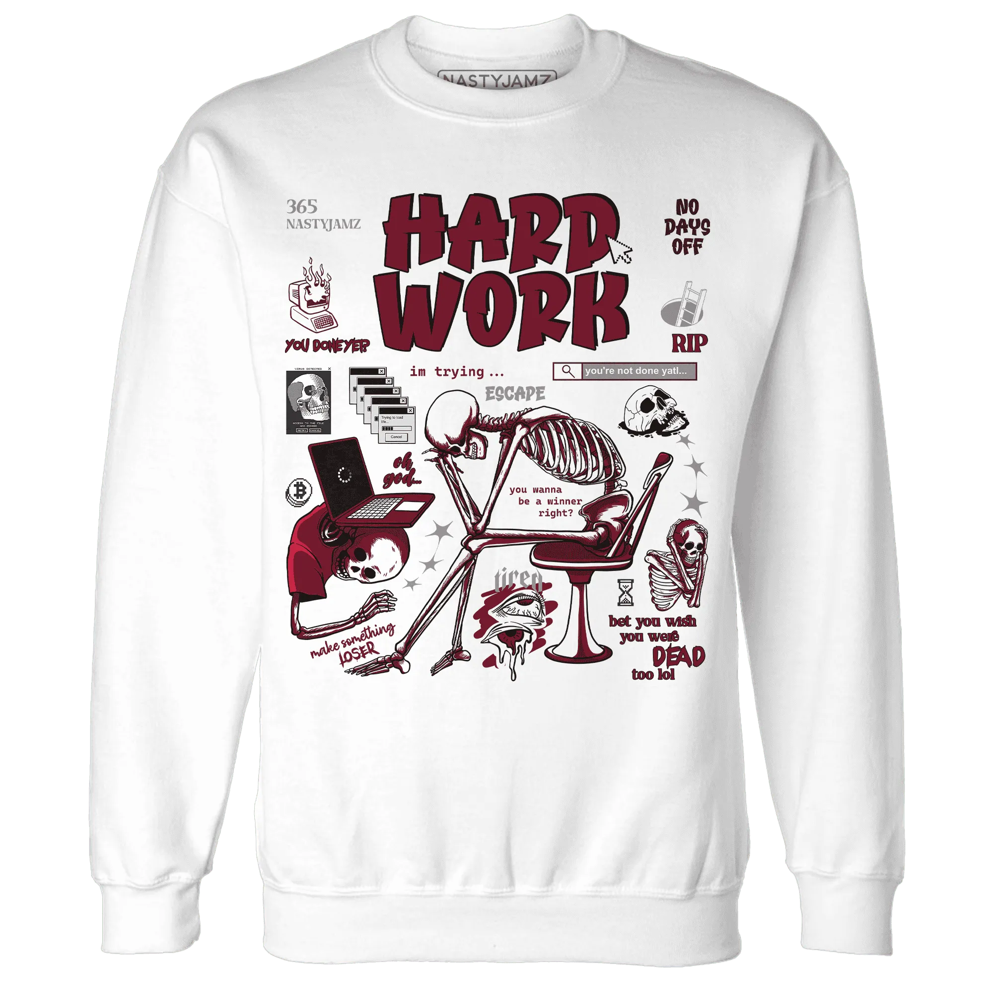 NastyJamz-High-White-Team-Red-1s-Sweatshirt-Match-Hard-Work