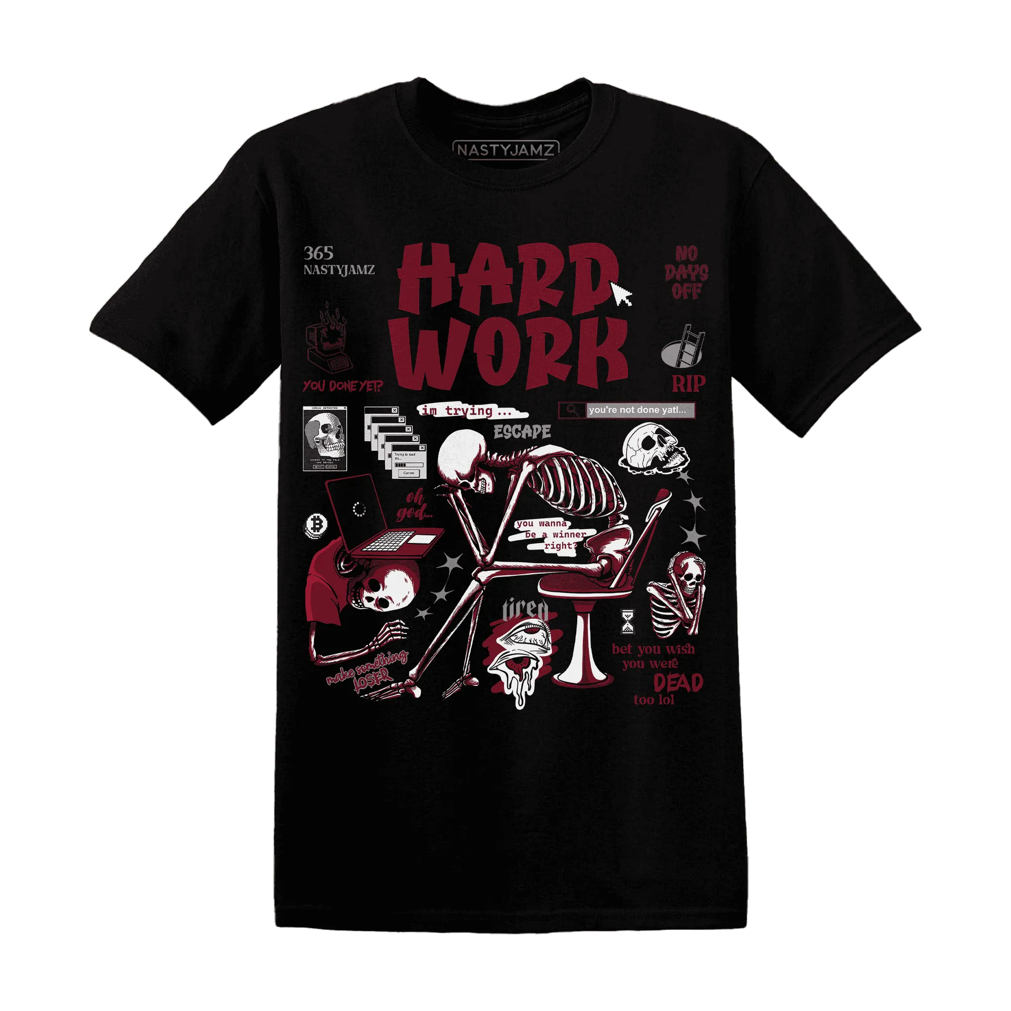 NastyJamz-High-White-Team-Red-1s-T-Shirt-Match-Hard-Work