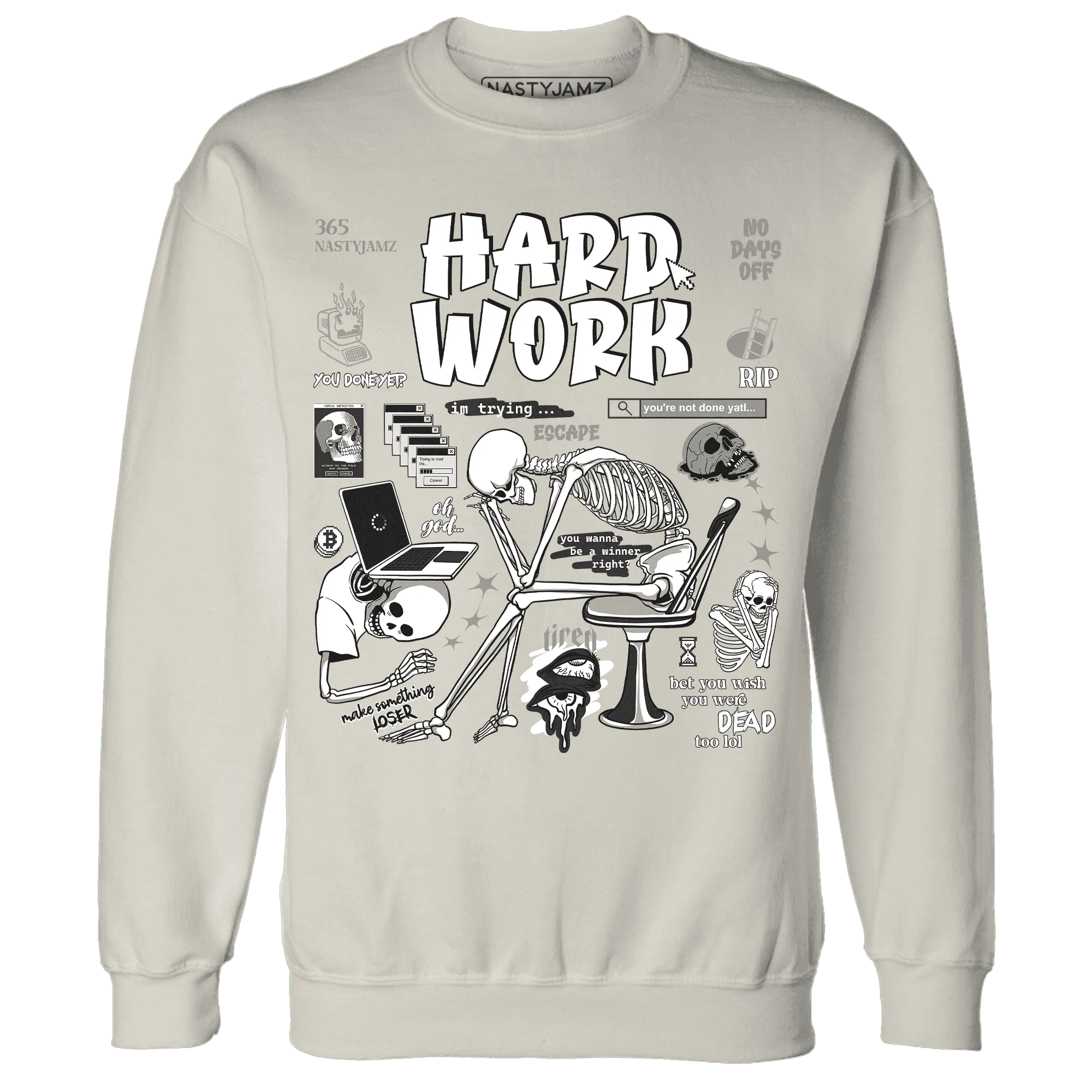 NastyJamz-Low-Mocha-1s-Sweatshirt-Match-Hard-Work