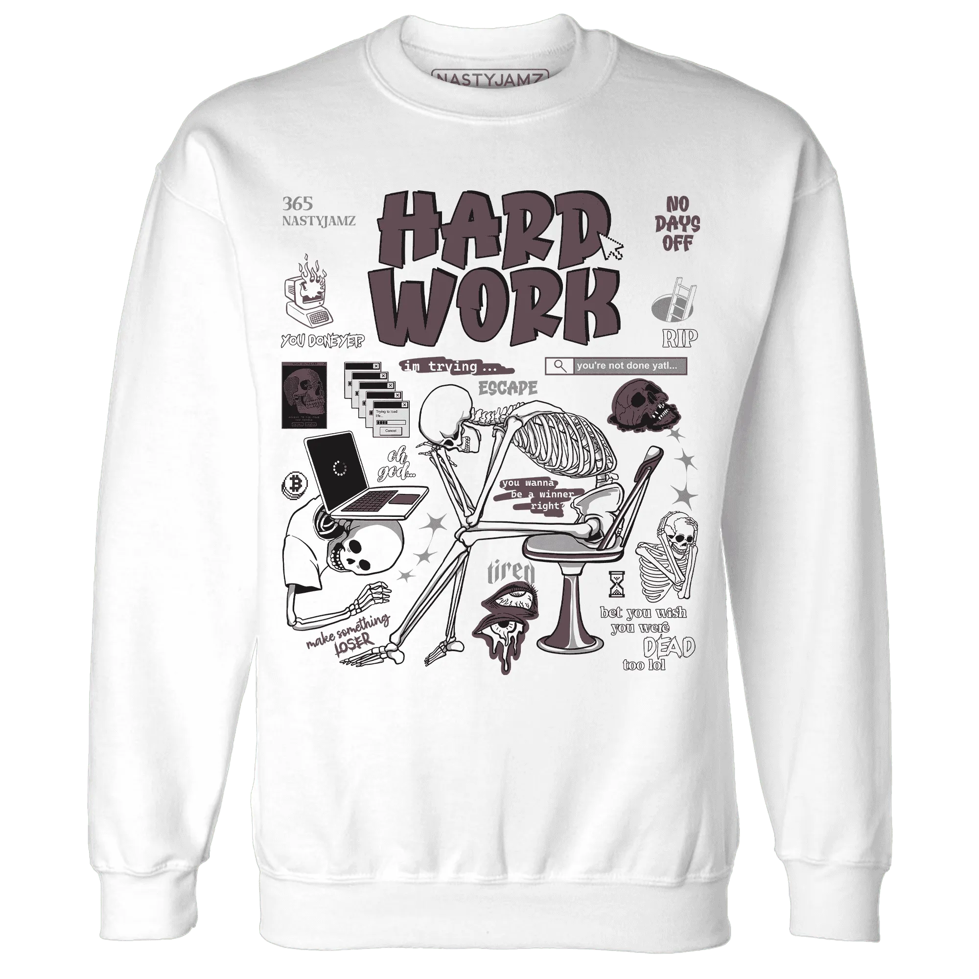 NastyJamz-Burgundy-Crush-3s-Sweatshirt-Match-Hard-Work