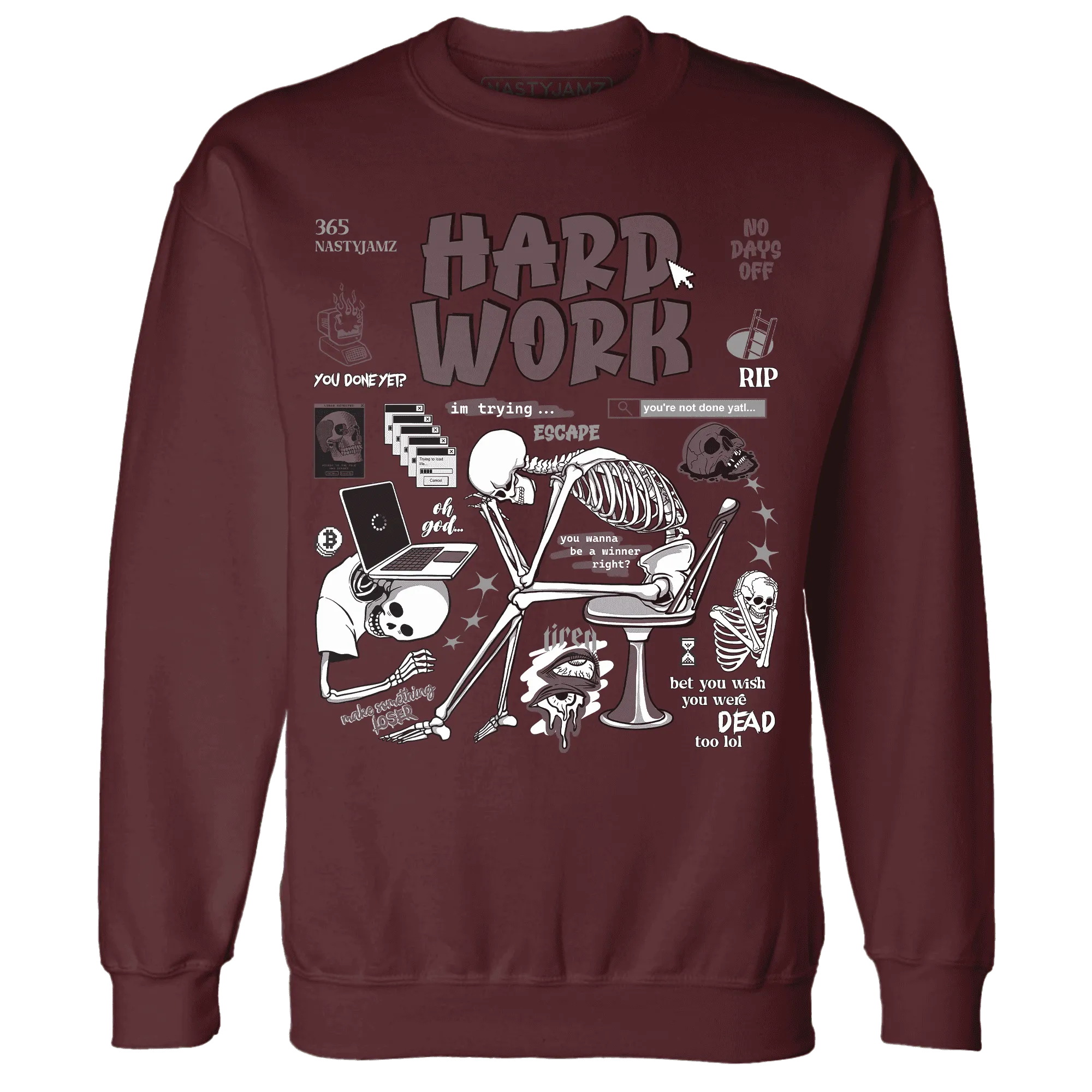 NastyJamz-Burgundy-Crush-3s-Sweatshirt-Match-Hard-Work