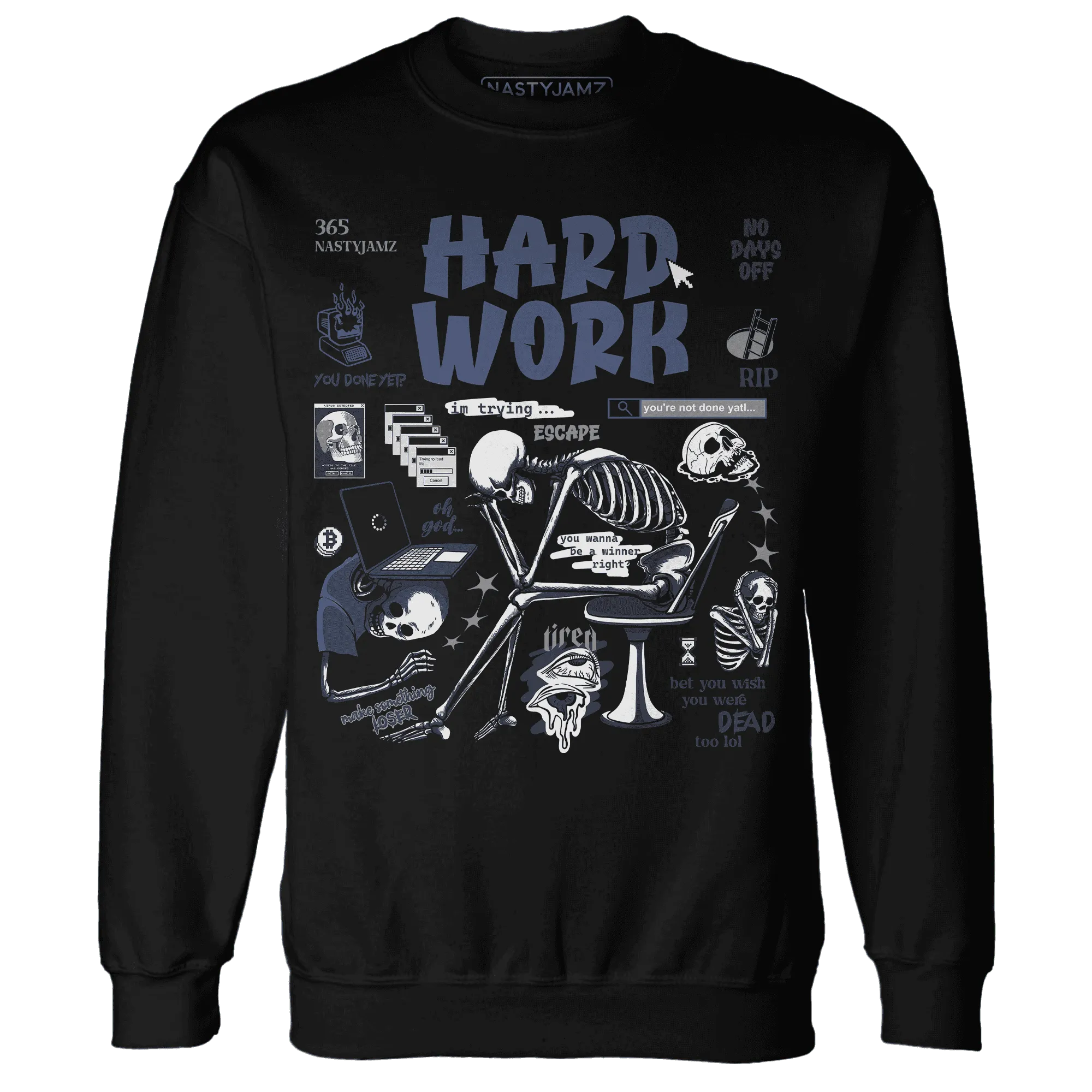 NastyJamz-White-Navy-6s-Sweatshirt-Match-Hard-Work
