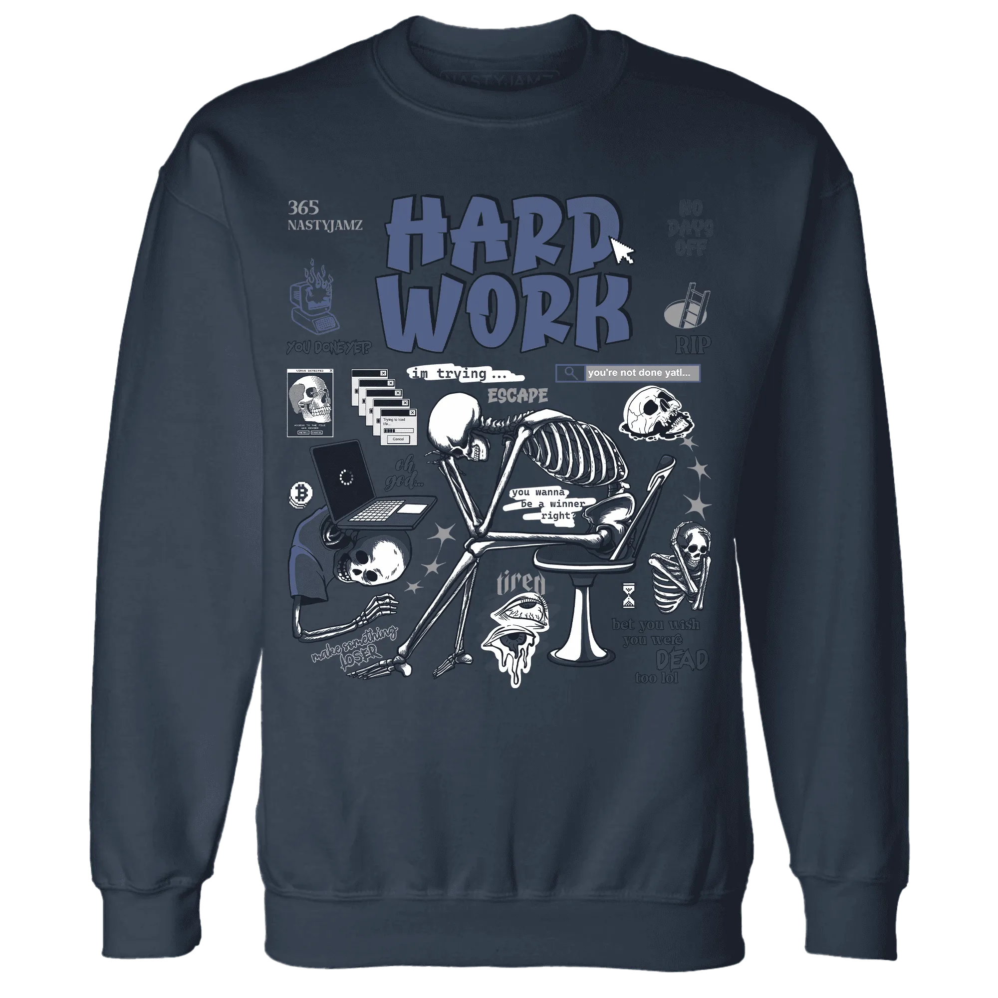 NastyJamz-White-Navy-6s-Sweatshirt-Match-Hard-Work