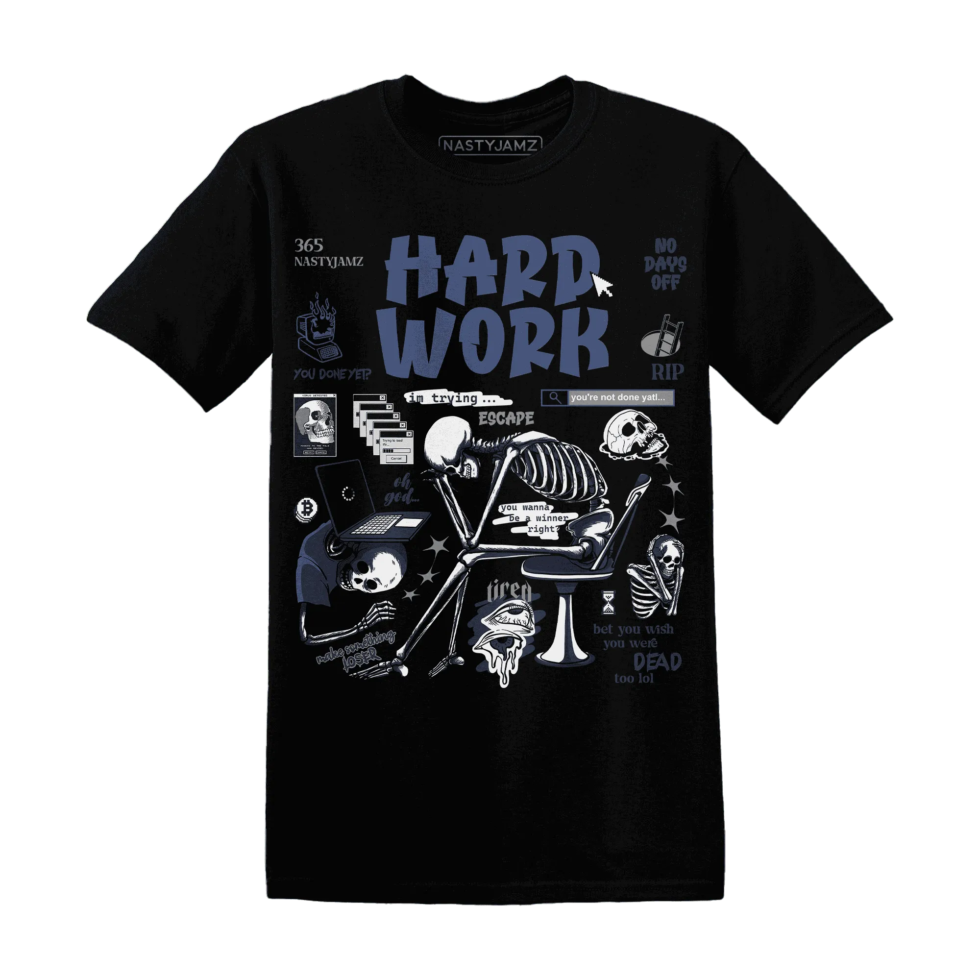 NastyJamz-White-Navy-6s-T-Shirt-Match-Hard-Work
