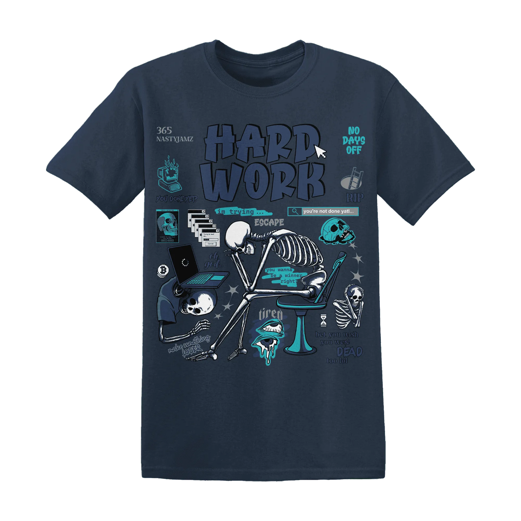 NastyJamz-AM-Plus-Drift-Midnight-Navy-Total-Orange-Dusty-Cactus-T-Shirt-Match-Hard-Work