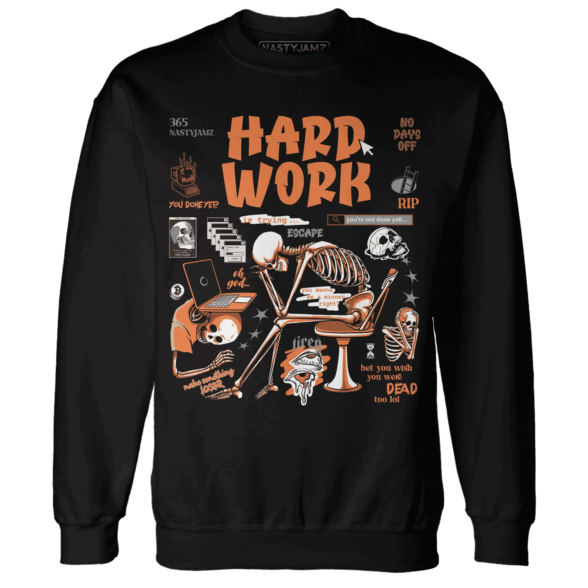 NastyJamz-AM-TW-White-Orange-Sweatshirt-Match-Hard-Work