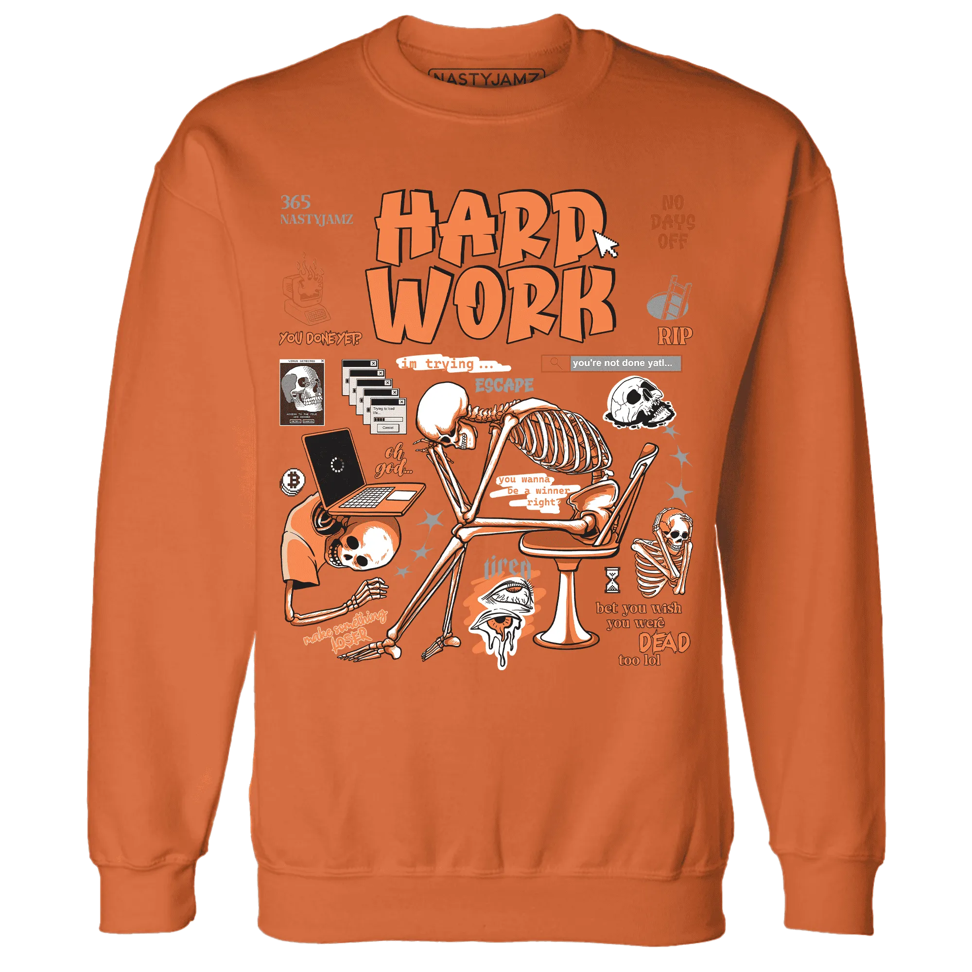 NastyJamz-AM-TW-White-Orange-Sweatshirt-Match-Hard-Work