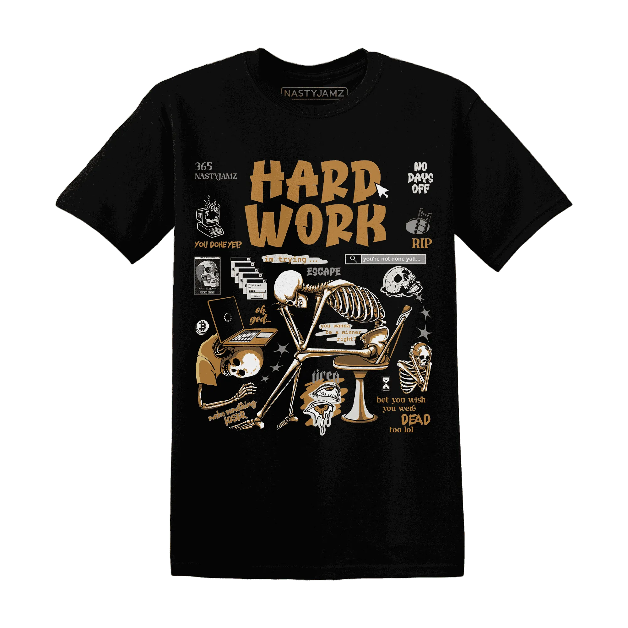 Dunk-Low-Retro-Wheat-Orange-T-Shirt-Match-Hard-Work