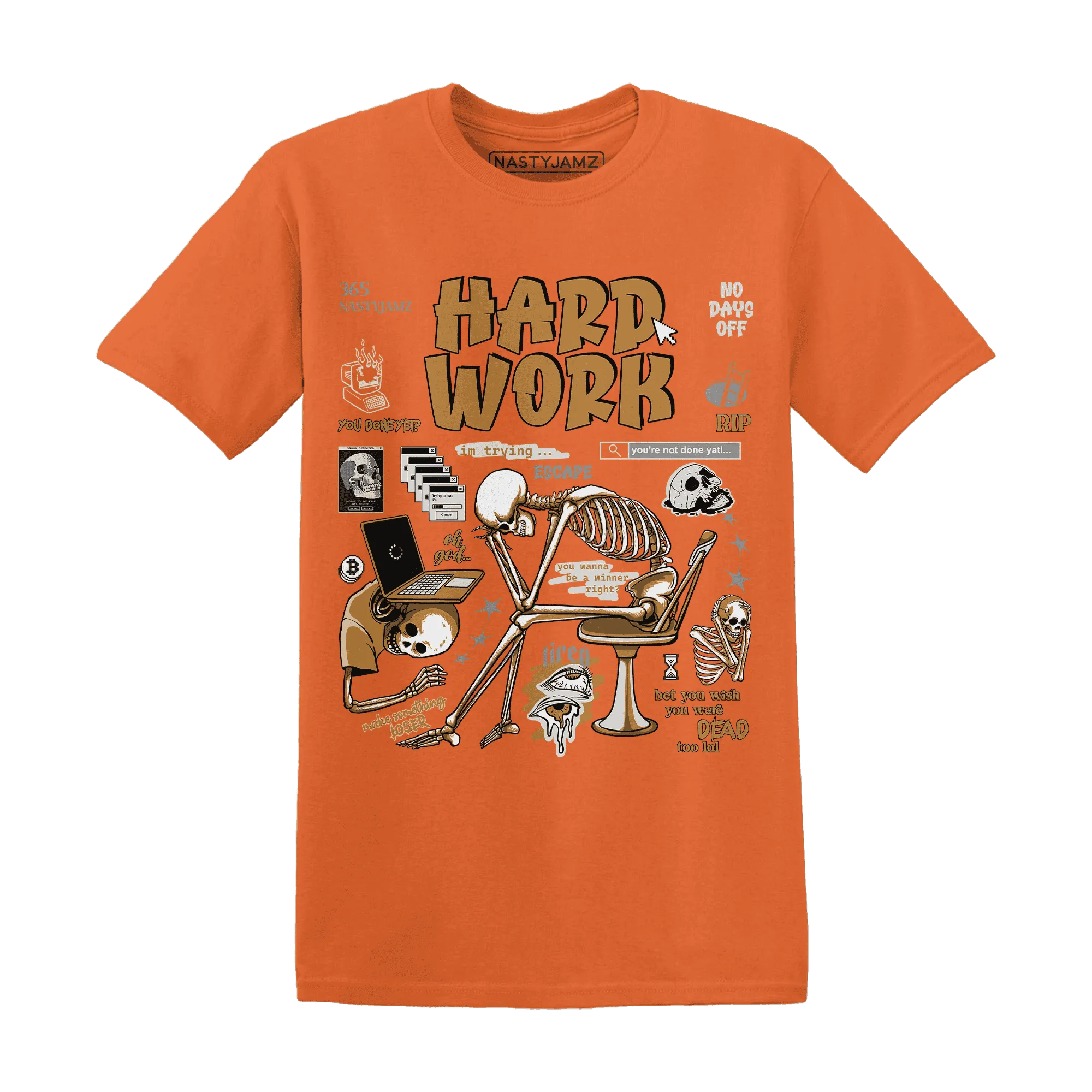 Dunk-Low-Retro-Wheat-Orange-T-Shirt-Match-Hard-Work