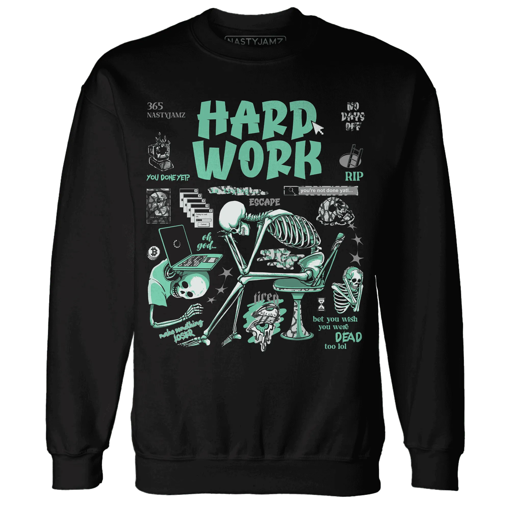 NastyJamz-Green-Glow-3s-Sweatshirt-Match-Hard-Work