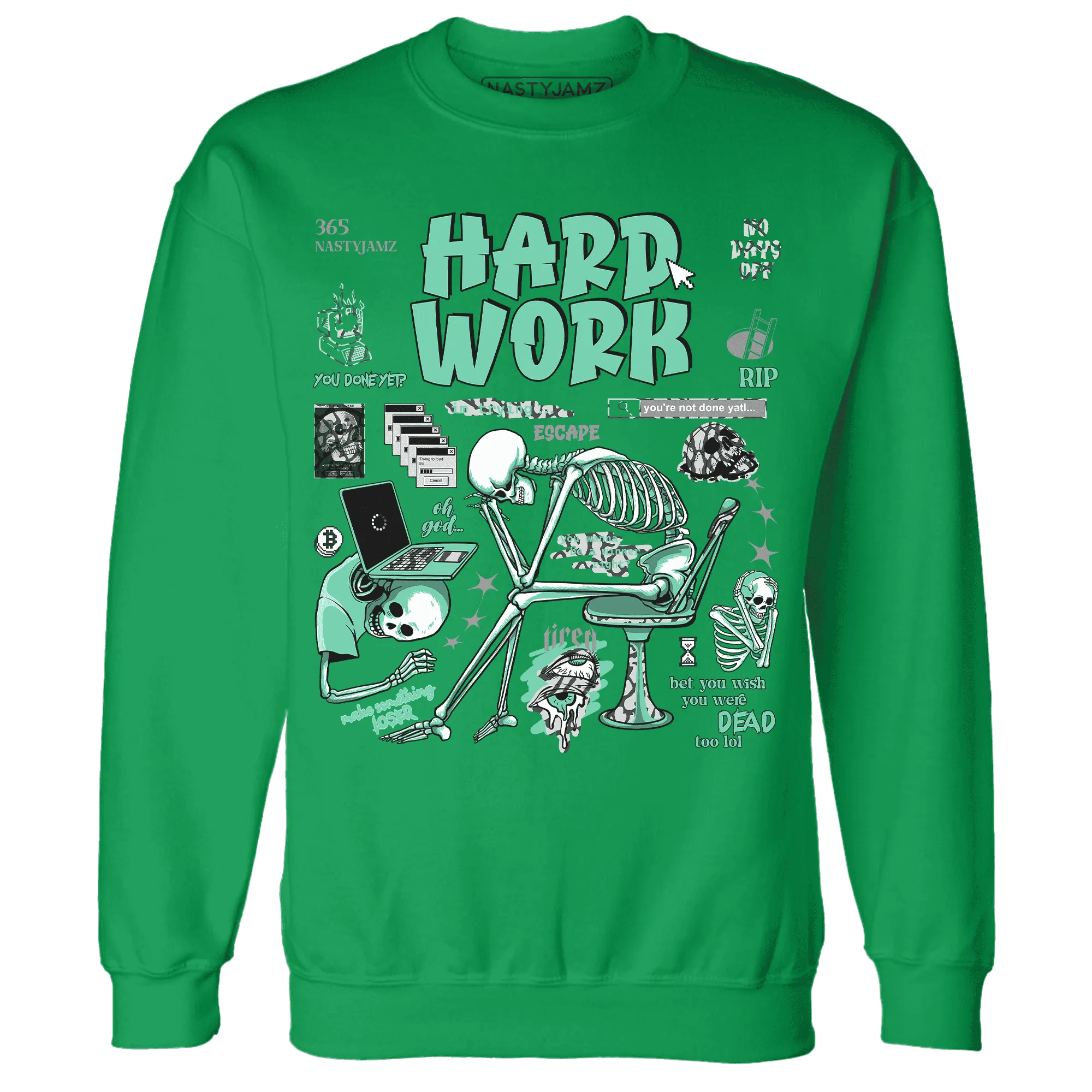 NastyJamz-Green-Glow-3s-Sweatshirt-Match-Hard-Work