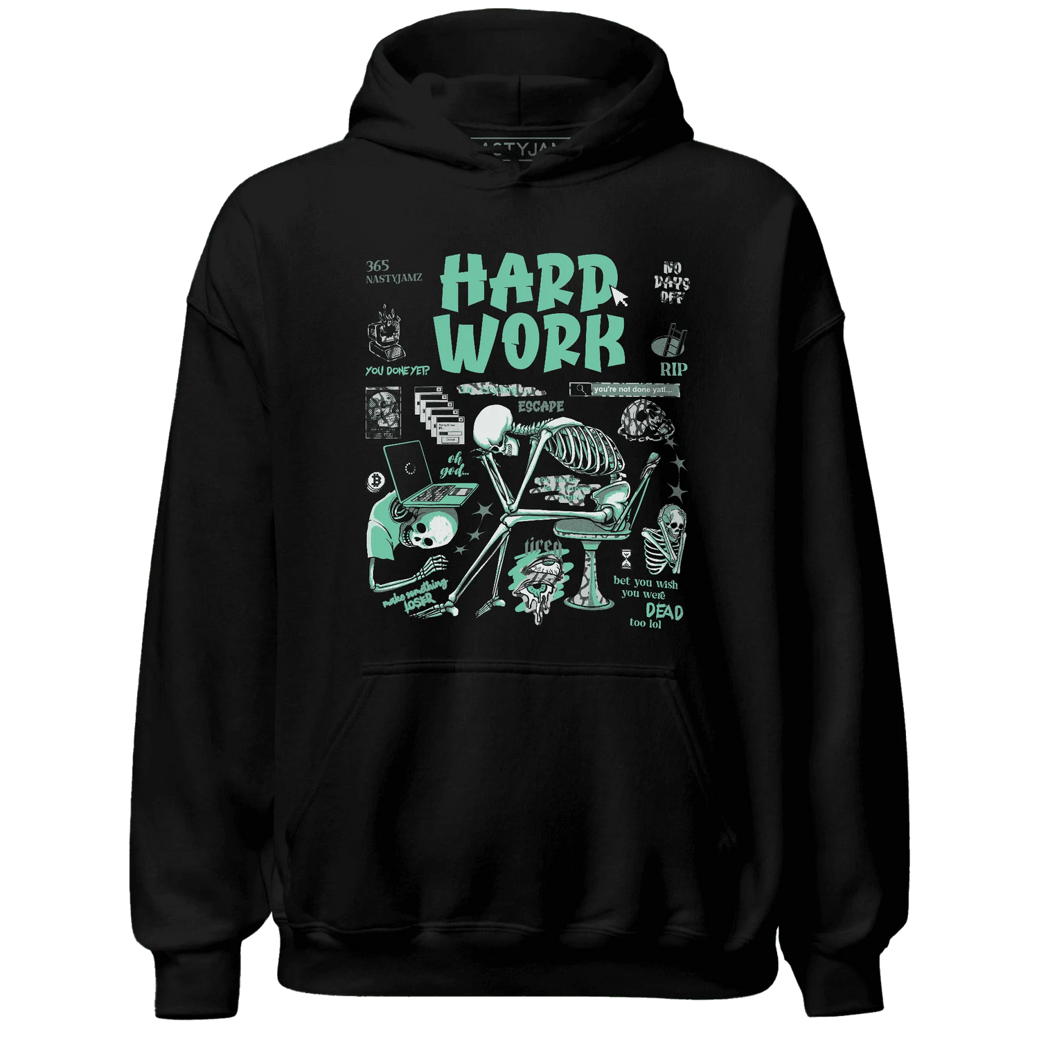 NastyJamz-Green-Glow-3s-Hoodie-Match-Hard-Work