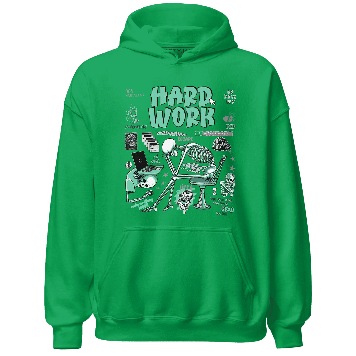 NastyJamz-Green-Glow-3s-Hoodie-Match-Hard-Work