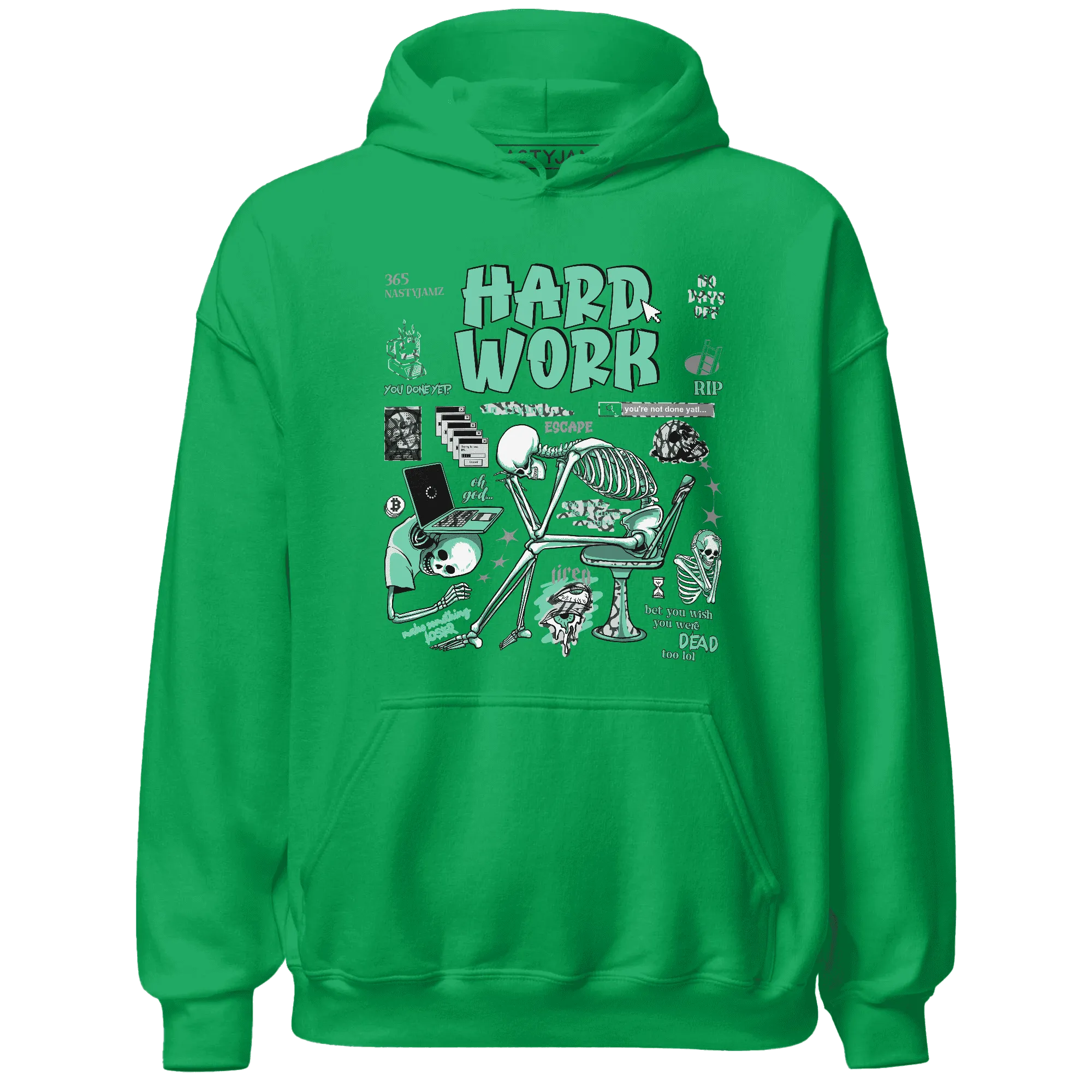 NastyJamz-Green-Glow-3s-Hoodie-Match-Hard-Work