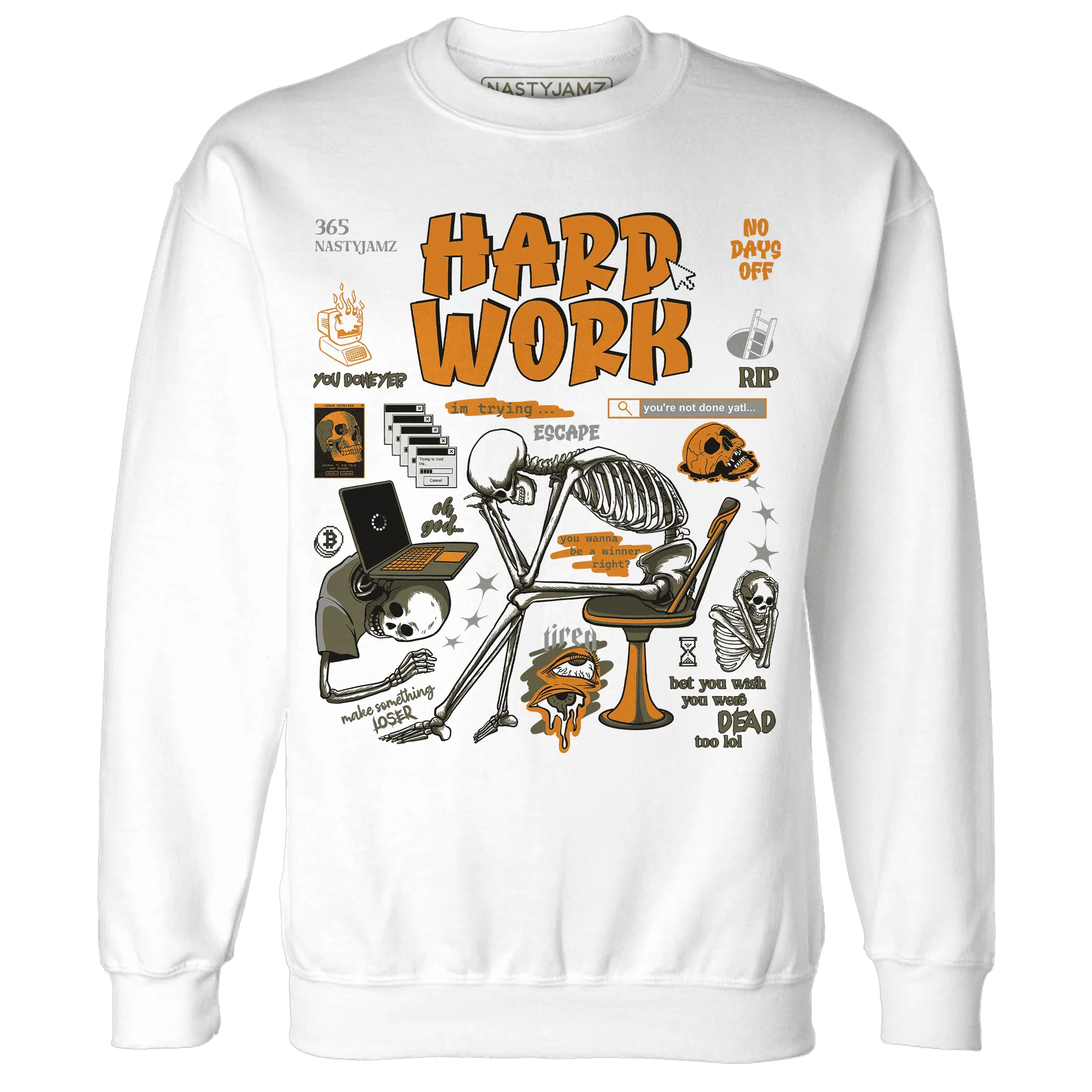 NastyJamz-Olive-5s-Sweatshirt-Match-Hard-Work