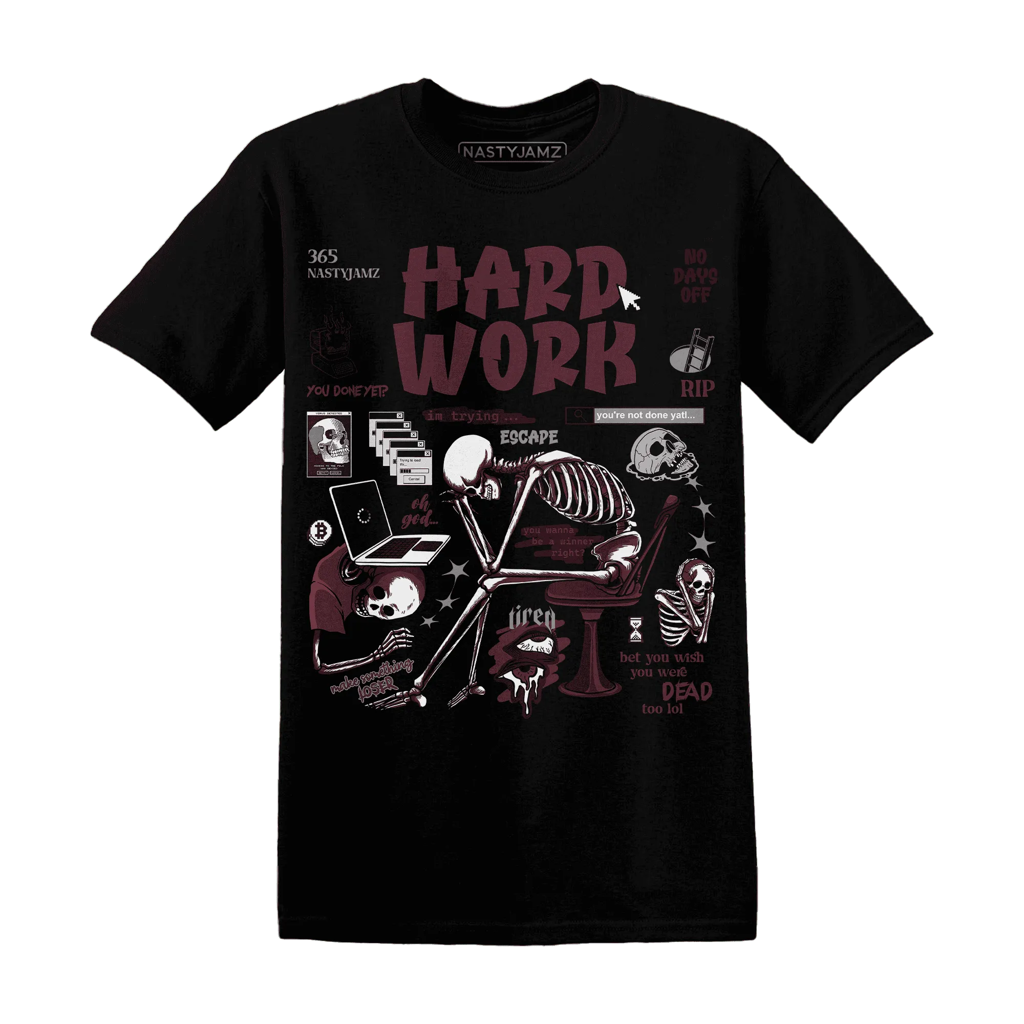 NastyJamz-VaporMax-Night-Maron-Burgundy-T-Shirt-Match-Hard-Work