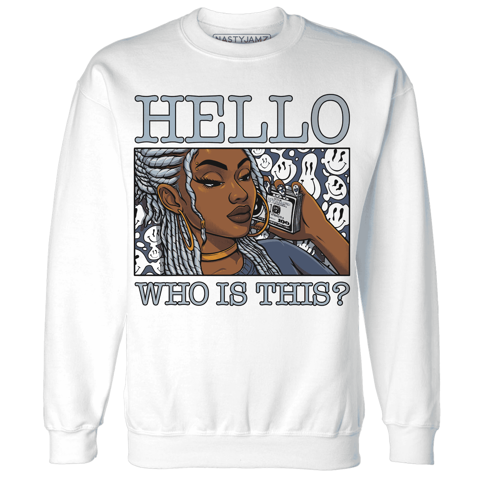 Mid-Diffused-Blue-Grey-1s-Sweatshirt-Match-Hello-Girl