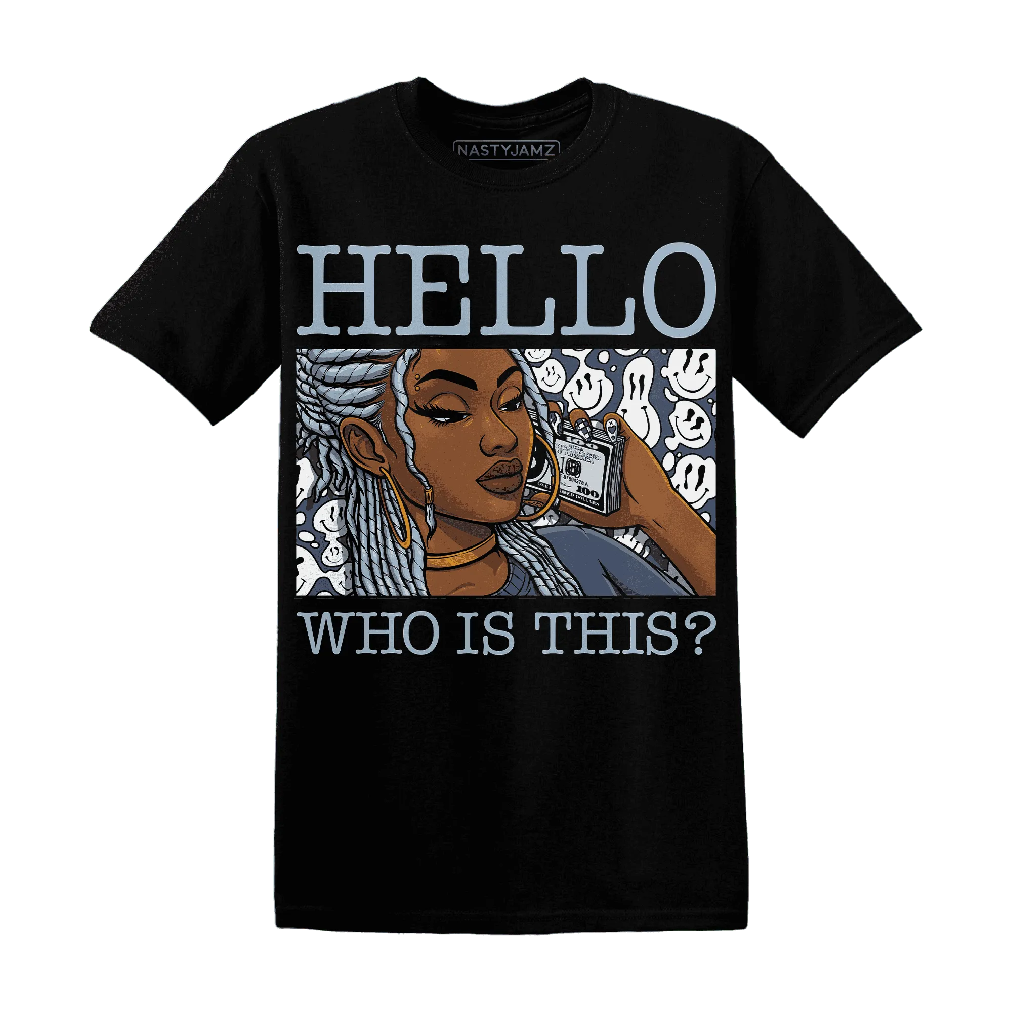 Mid-Diffused-Blue-Grey-1s-T-Shirt-Match-Hello-Girl