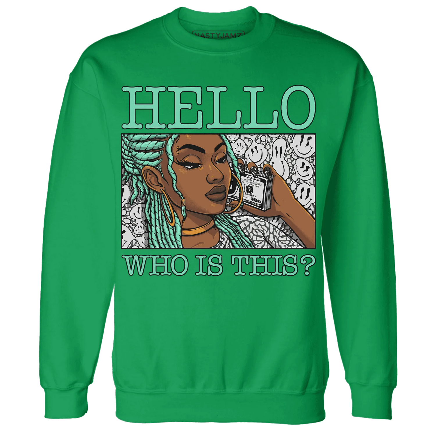 Green-Glow-3s-Sweatshirt-Match-Hello-Girl