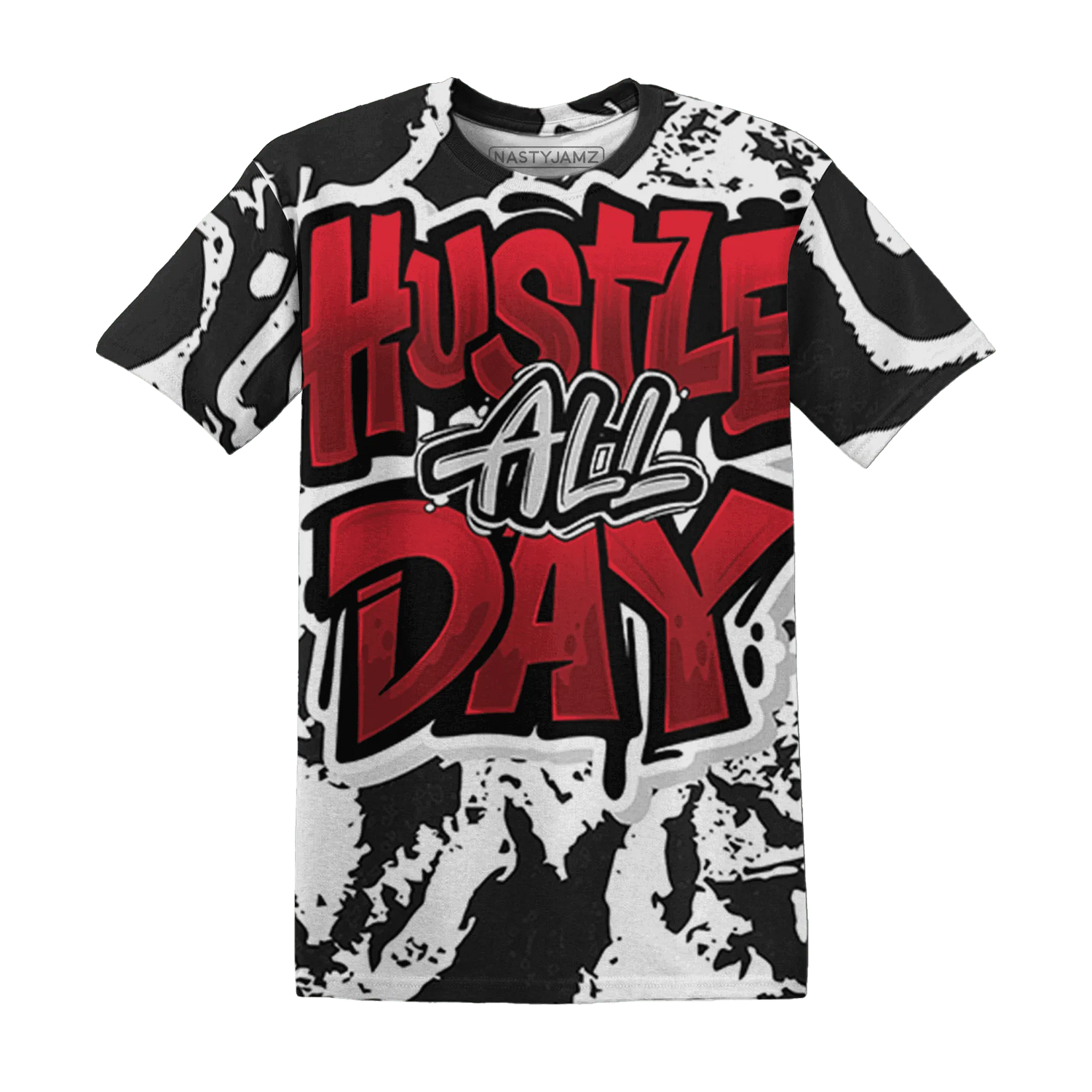Retro-Red-Taxi-12s-T-Shirt-Match-Hustle-All-Day-3D