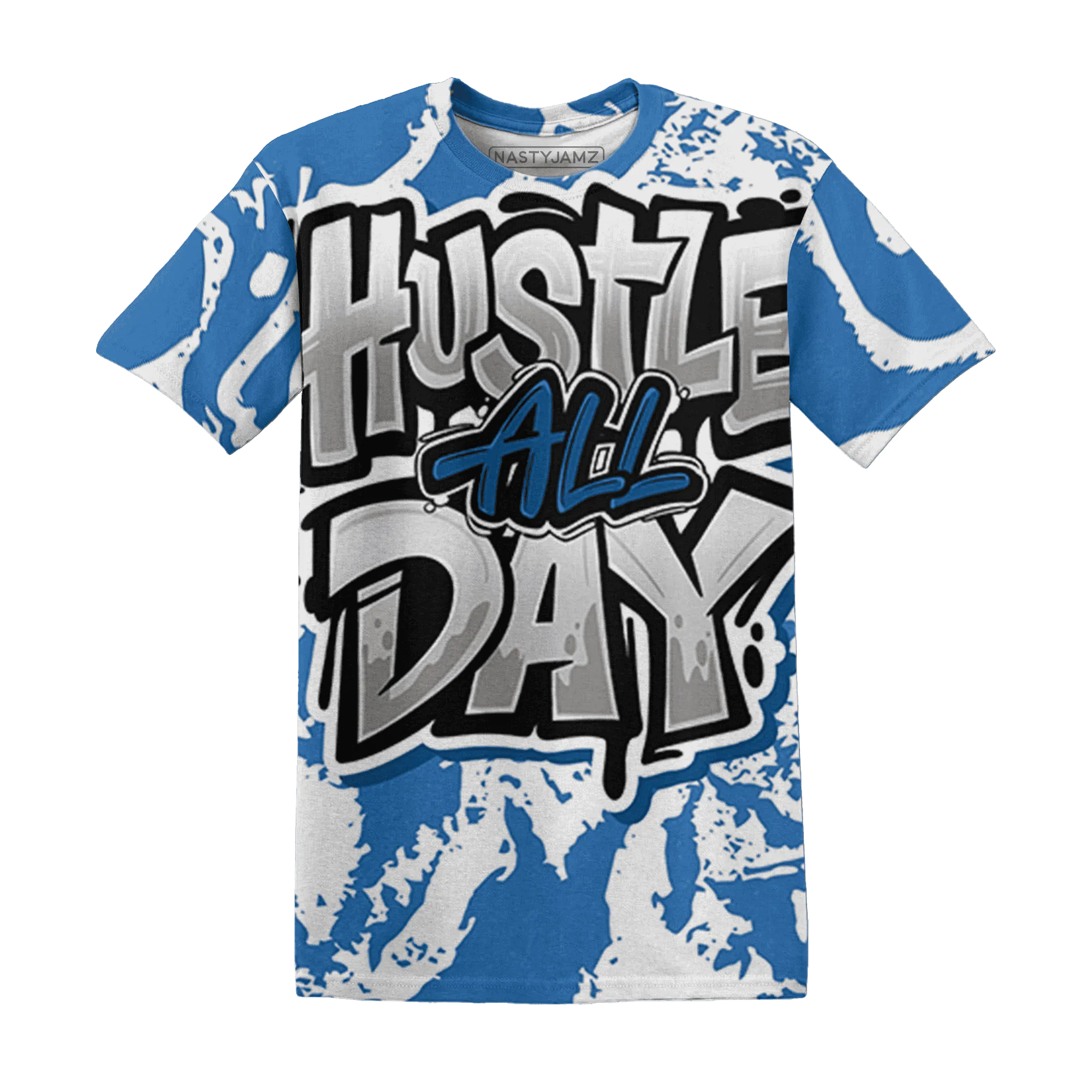 Industrial-Blue-4s-T-Shirt-Match-Hustle-All-Day-3D