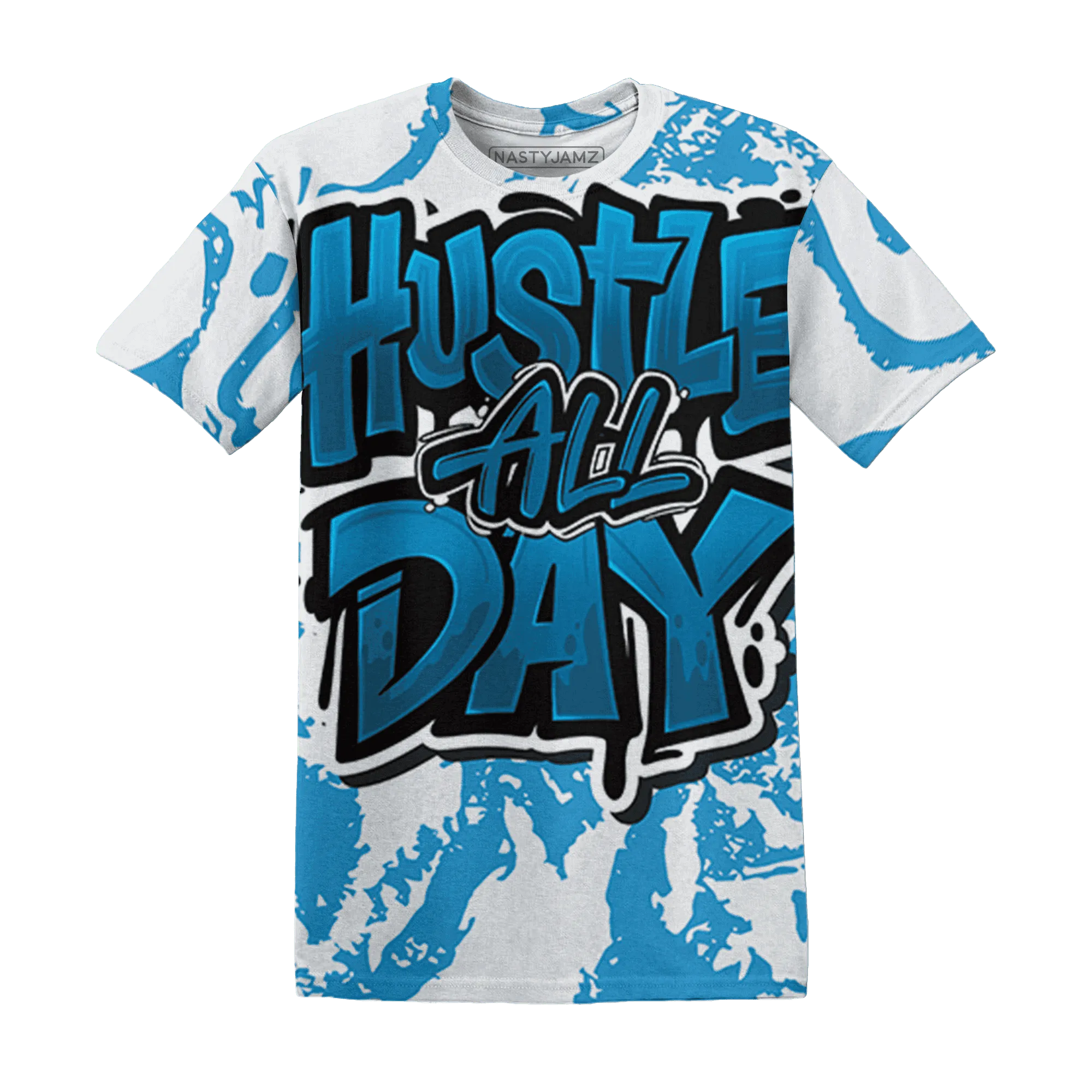 Powder-Blue-9s-T-Shirt-Match-Hustle-All-Day-3D