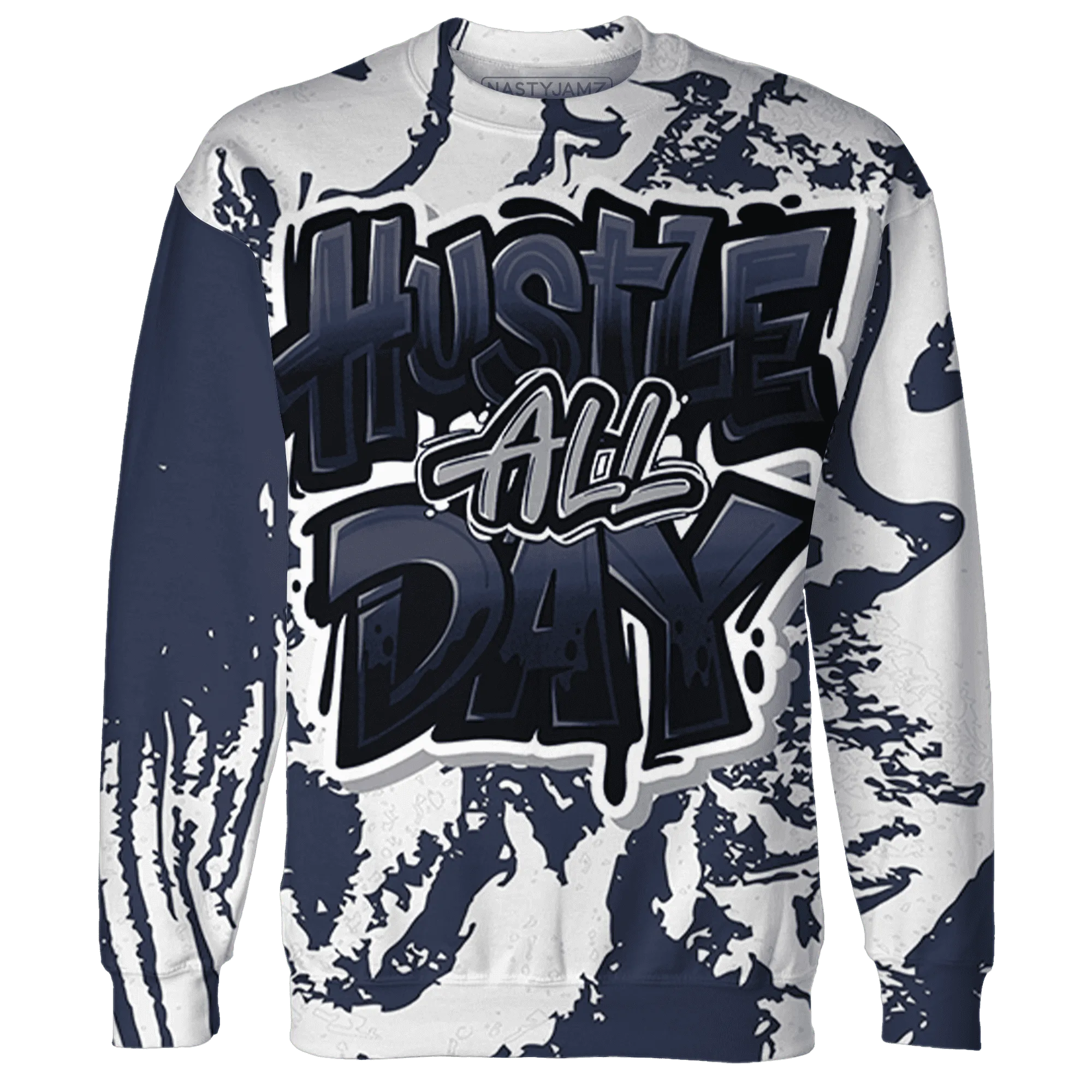 VaporMax-Plus-Midnight-Navy-White-Metallic-Silver-NastyJamz-Sweatshirt-Match-Hustle-All-Day-3D