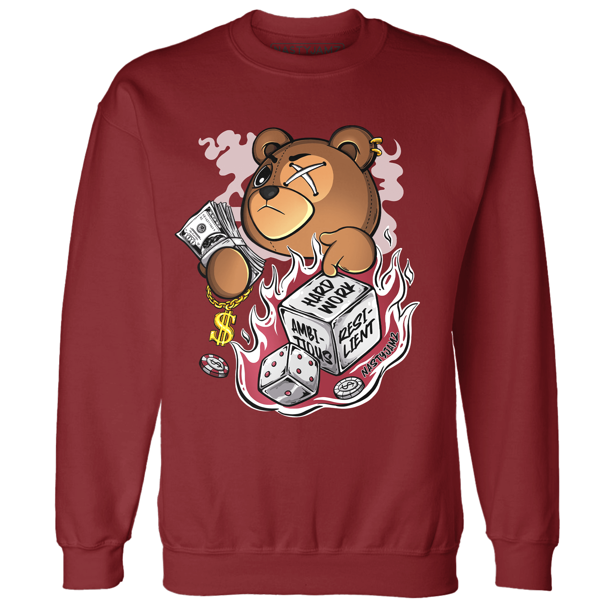 High 85 Metallic Burgundy 1s Sweatshirt Match Hustle Casino BER - NastyJamz