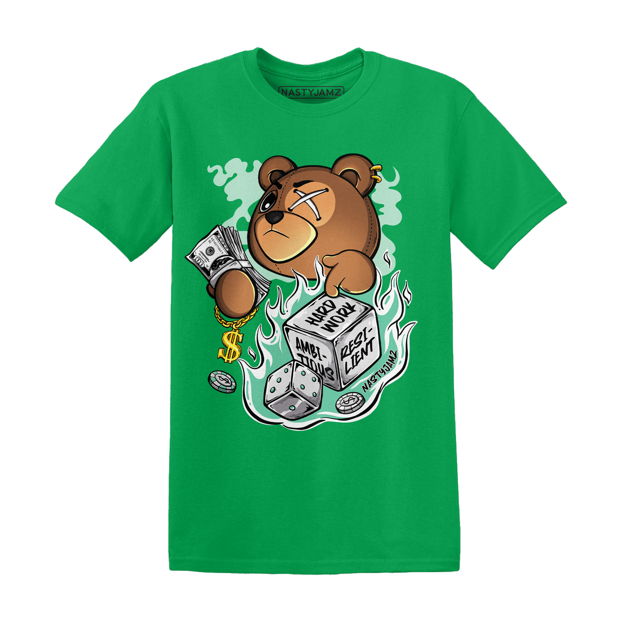 High OG Green Glow 1s T Shirt Match Hustle Casino BER - NastyJamz