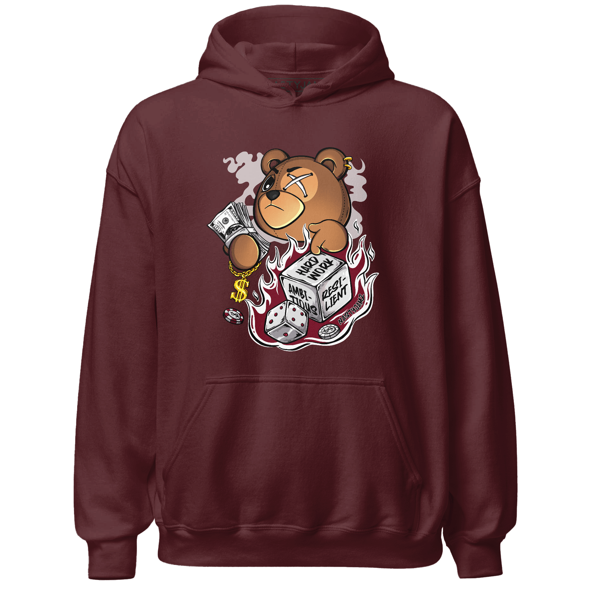High White Team Red 1s Hoodie Match Hustle Casino BER - NastyJamz