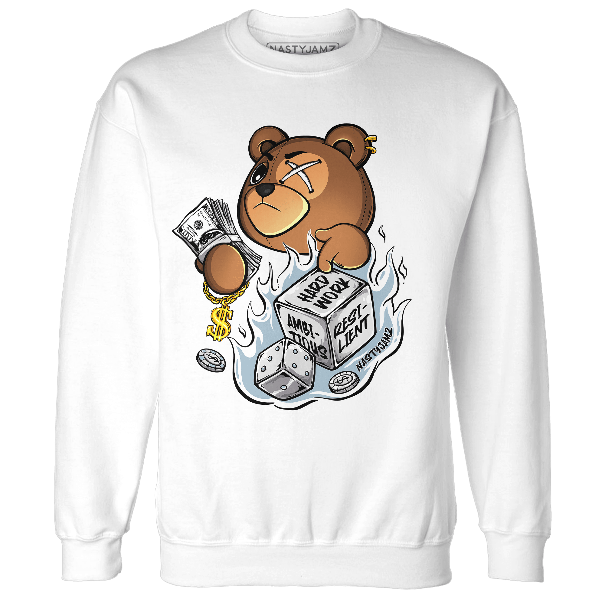 Blue Grey 13s Sweatshirt Match Hustle Casino BER - NastyJamz