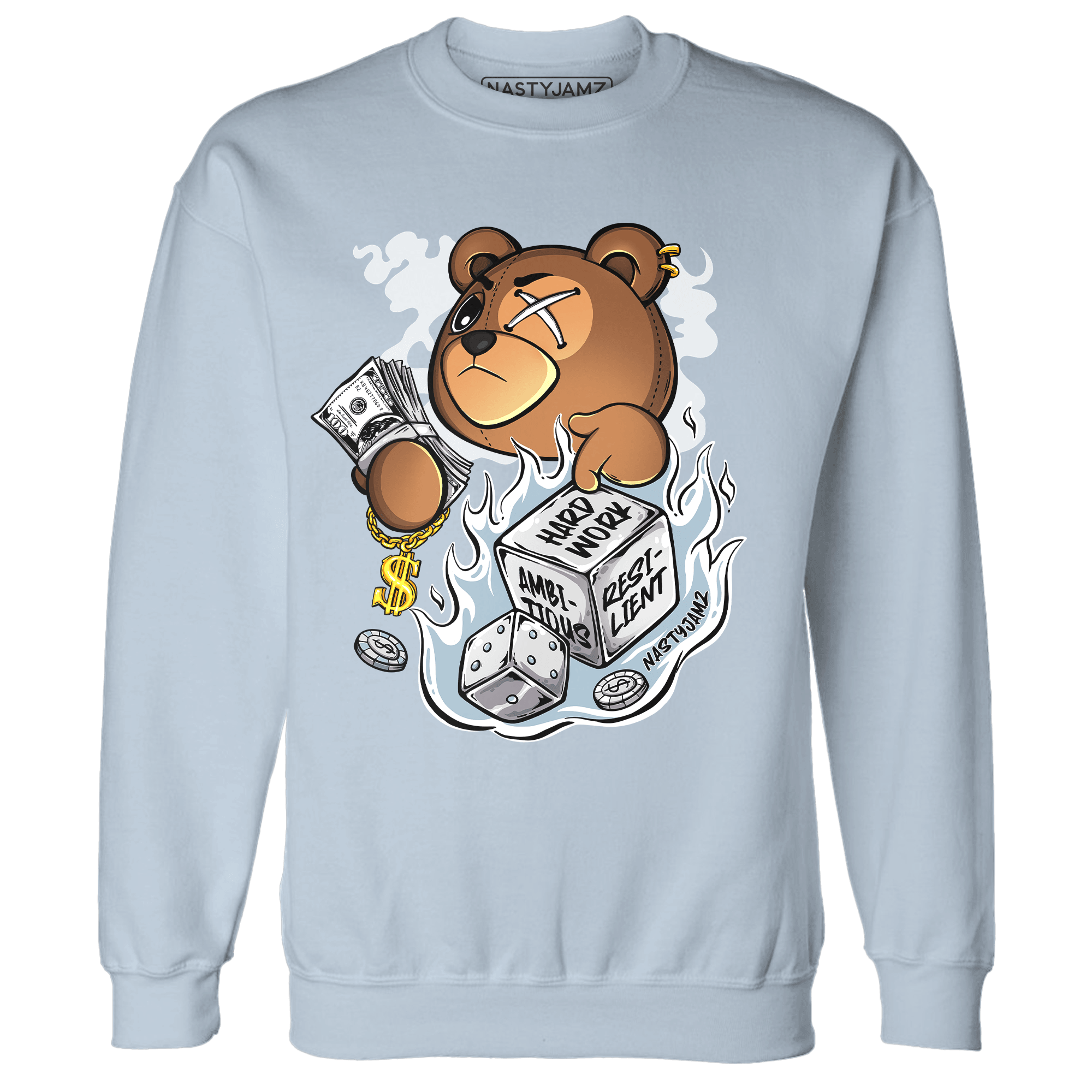 Blue Grey 13s Sweatshirt Match Hustle Casino BER - NastyJamz