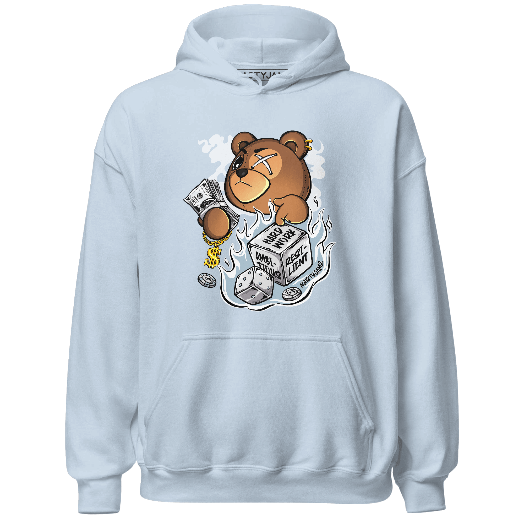 Blue Grey 13s Hoodie Match Hustle Casino BER - NastyJamz