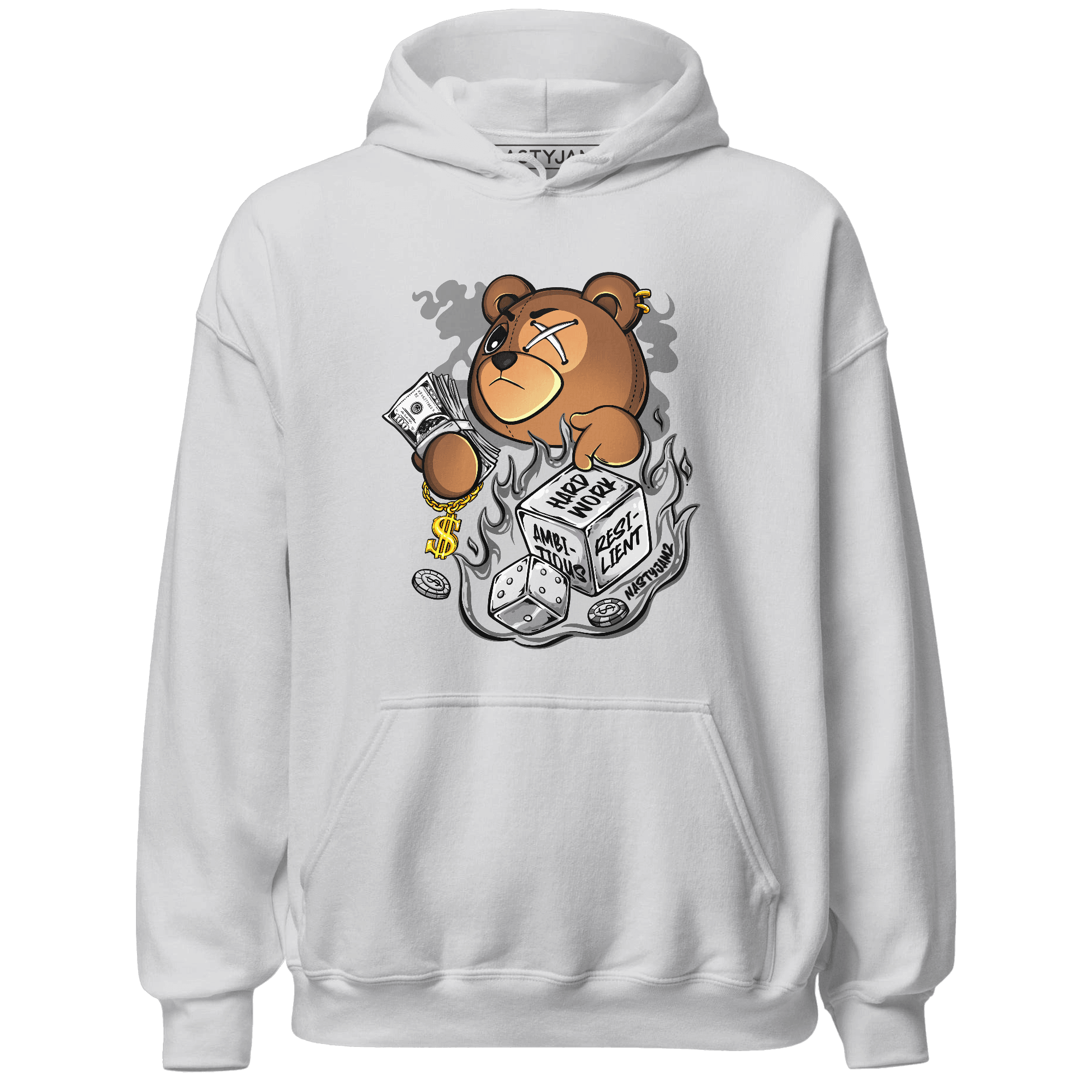 Retro High OG Black White 1s Hoodie Match Hustle Casino BER - NastyJamz
