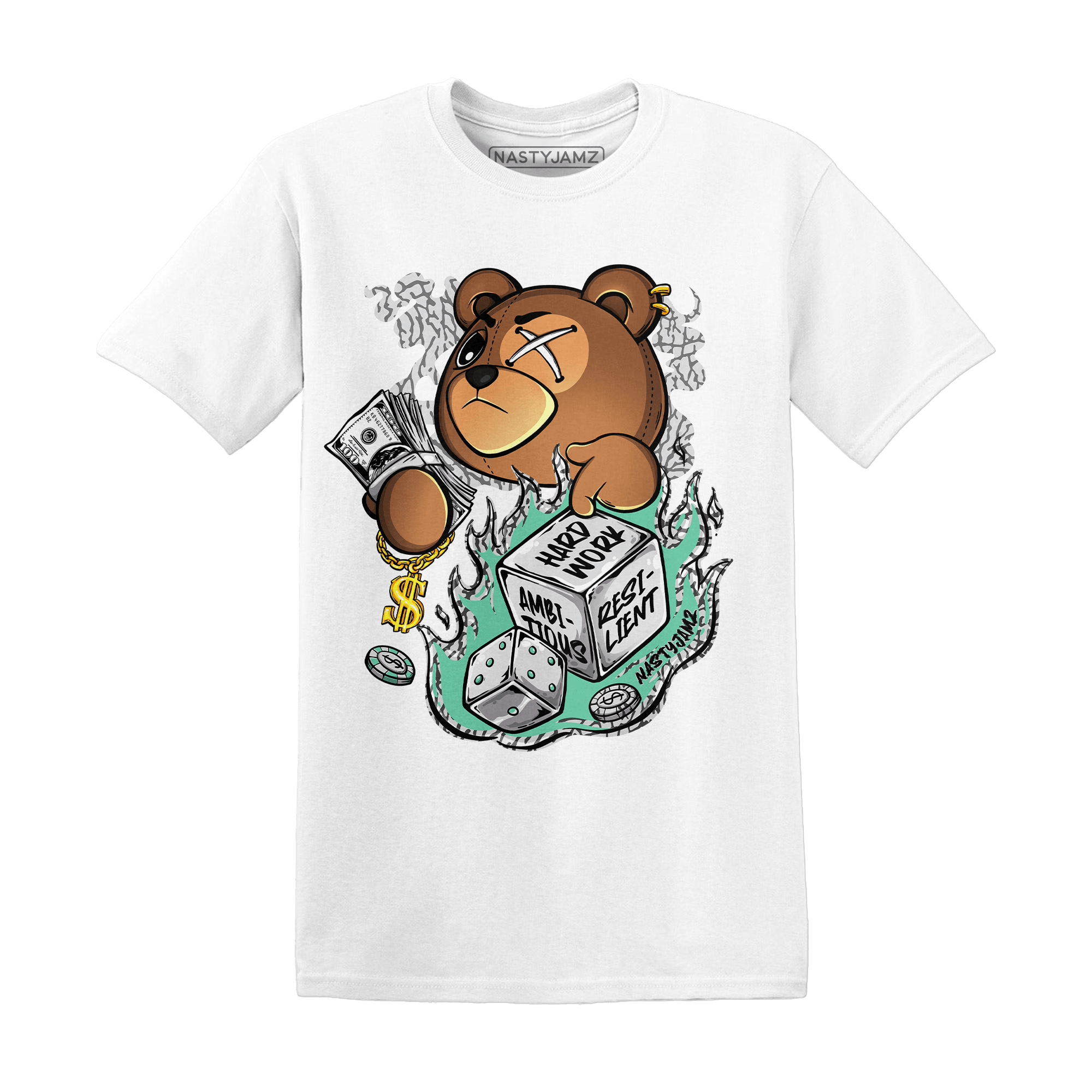 Green Glow 3s T Shirt Match Hustle Casino BER - NastyJamz