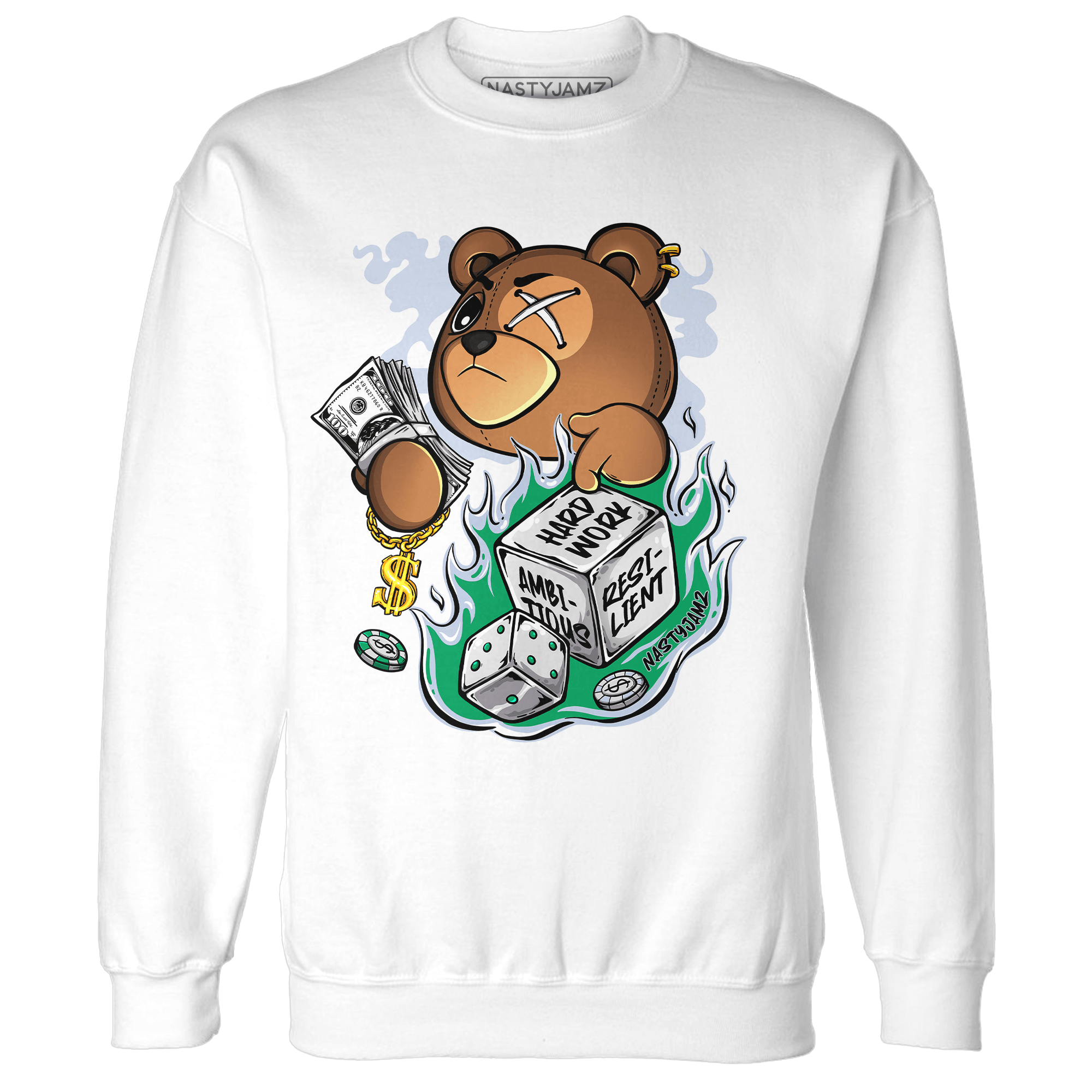 Lucky Green 5s Sweatshirt Match Hustle Casino BER - NastyJamz