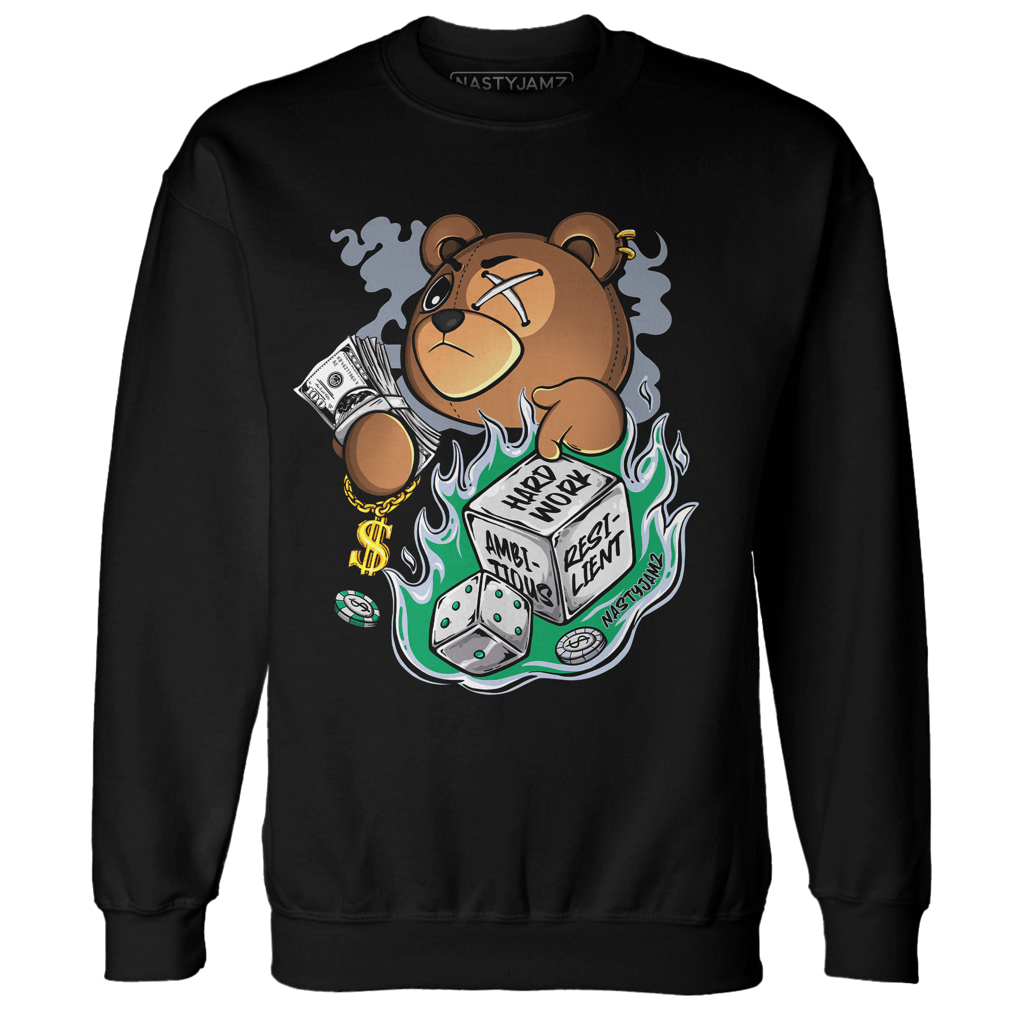 Lucky Green 5s Sweatshirt Match Hustle Casino BER - NastyJamz