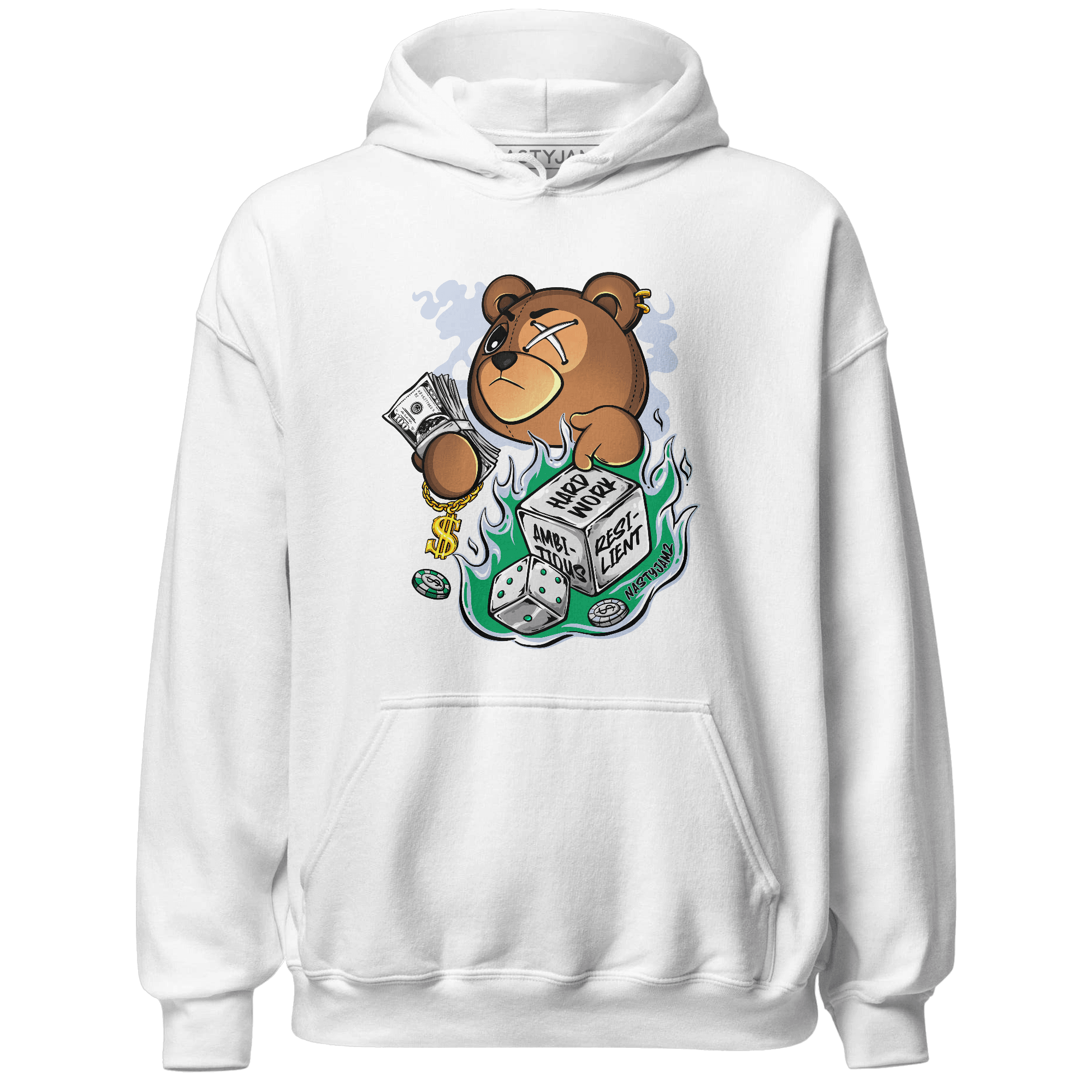 Lucky Green 5s Hoodie Match Hustle Casino BER - NastyJamz