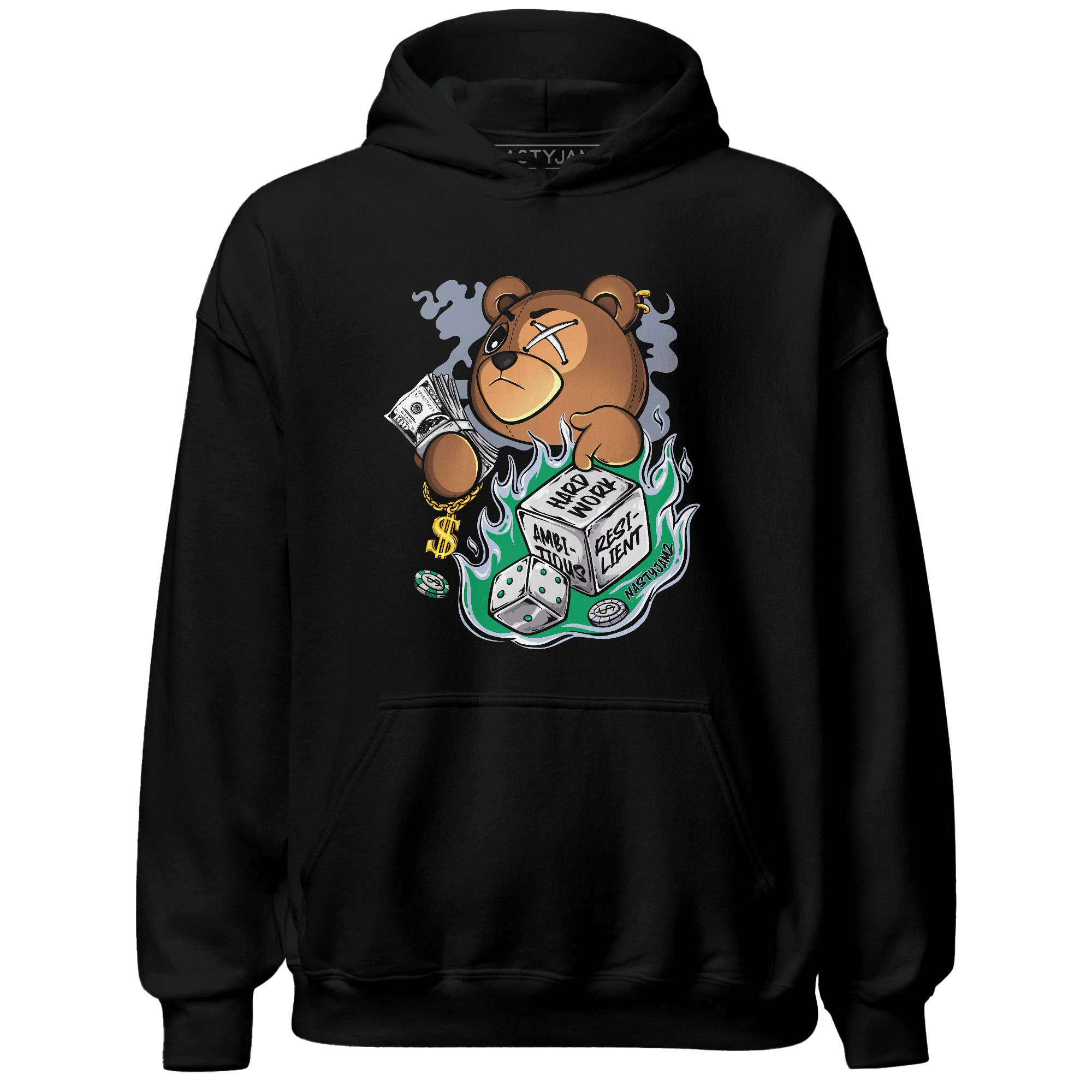 Lucky Green 5s Hoodie Match Hustle Casino BER - NastyJamz