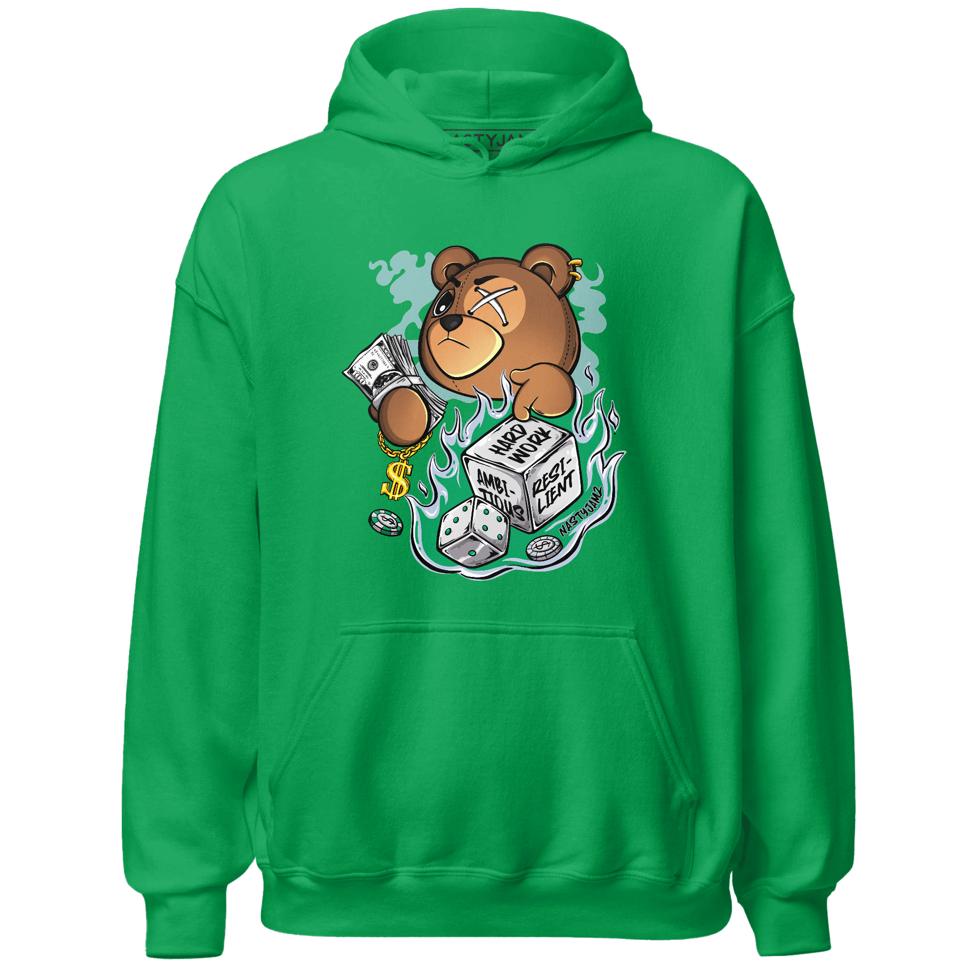 Lucky Green 5s Hoodie Match Hustle Casino BER - NastyJamz