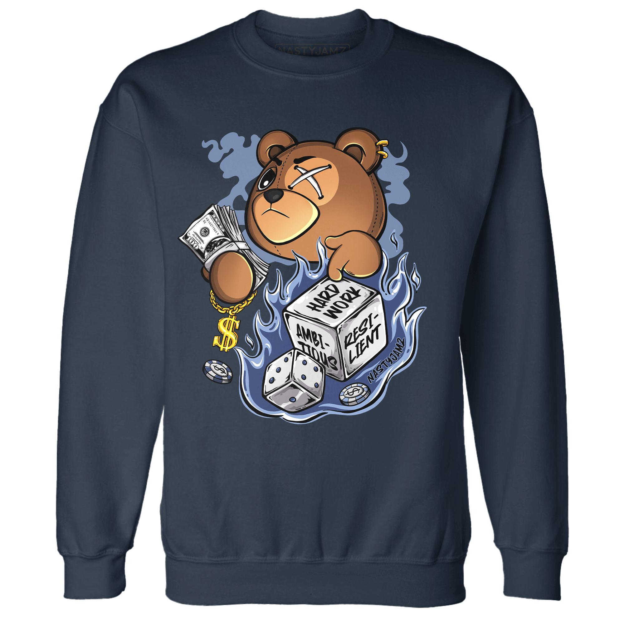 Midnight Navy 5s Sweatshirt Match Hustle Casino BER - NastyJamz