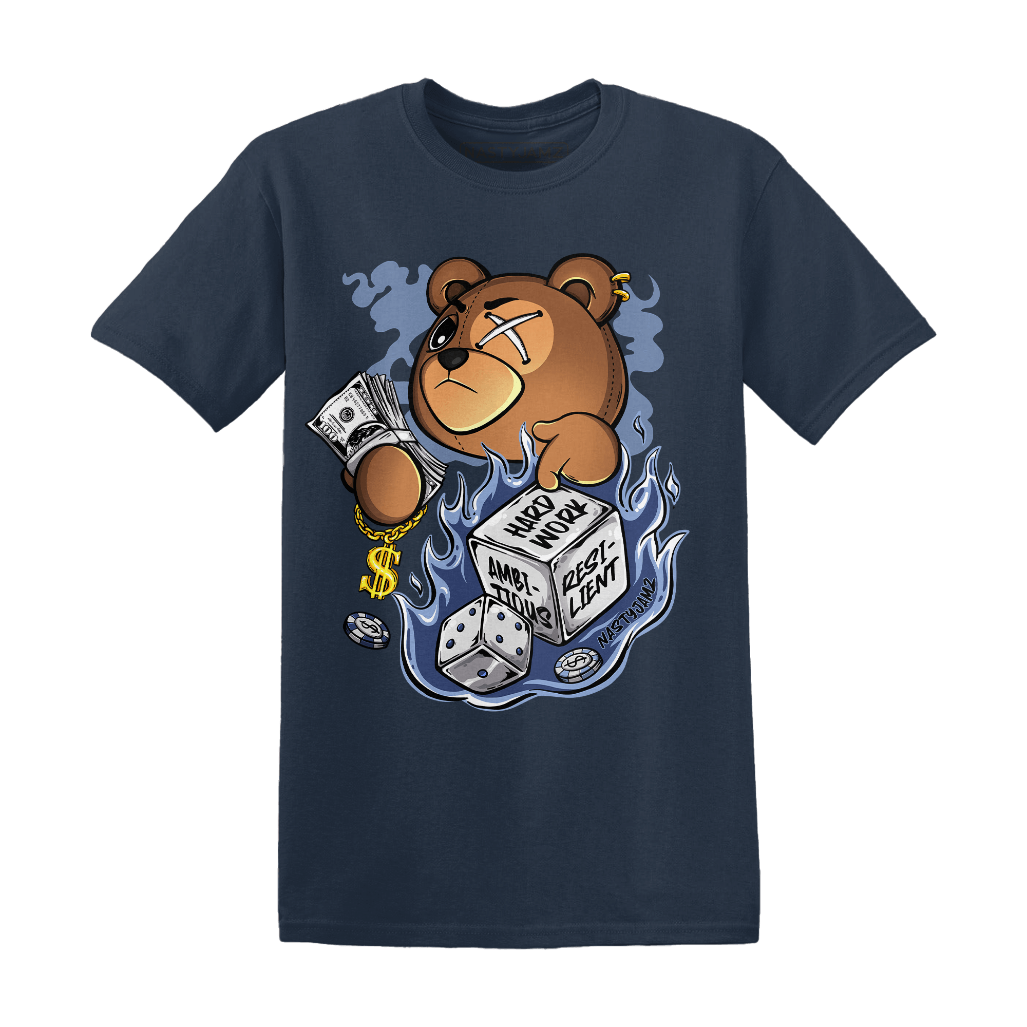 Midnight Navy 5s T Shirt Match Hustle Casino BER - NastyJamz