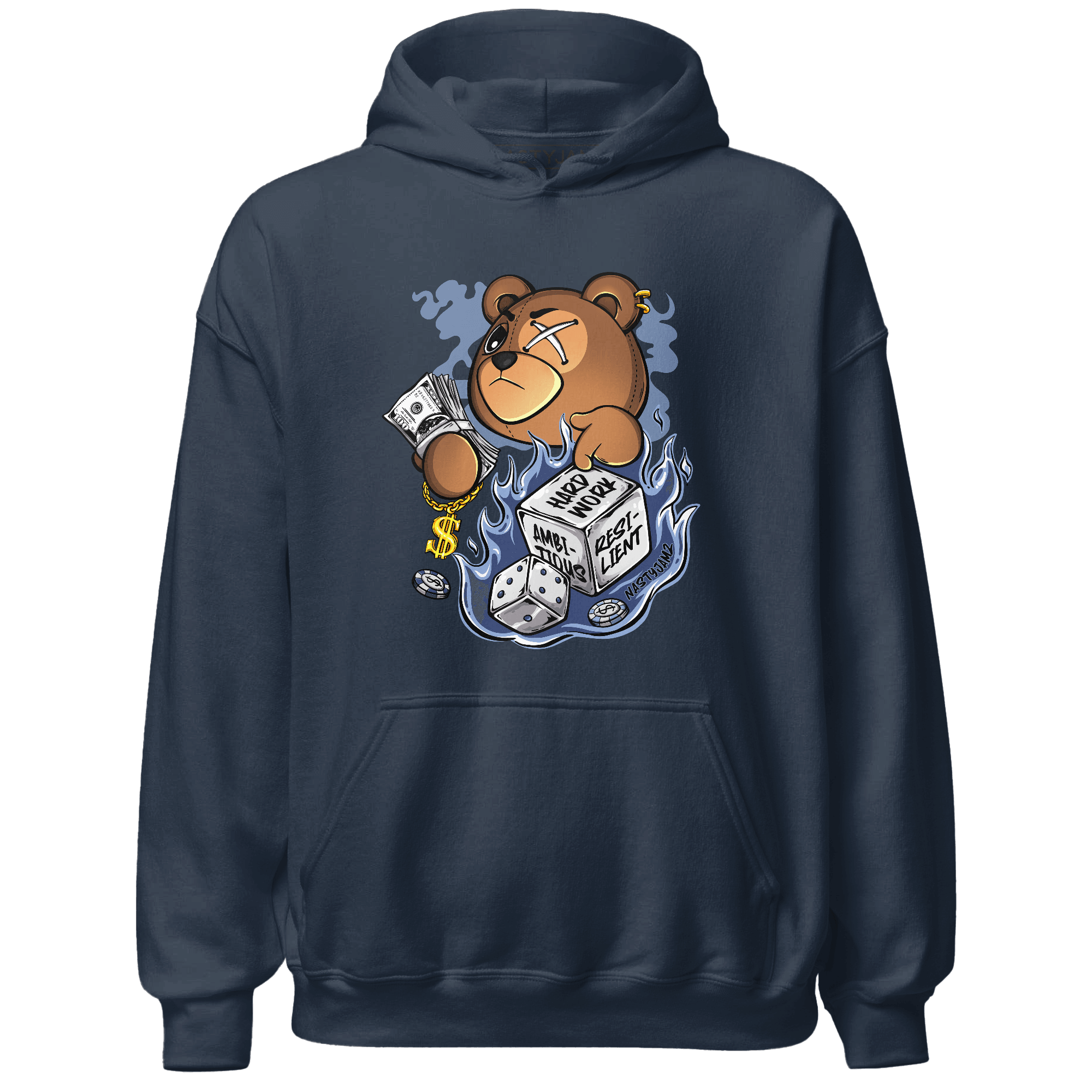Midnight Navy 5s Hoodie Match Hustle Casino BER - NastyJamz