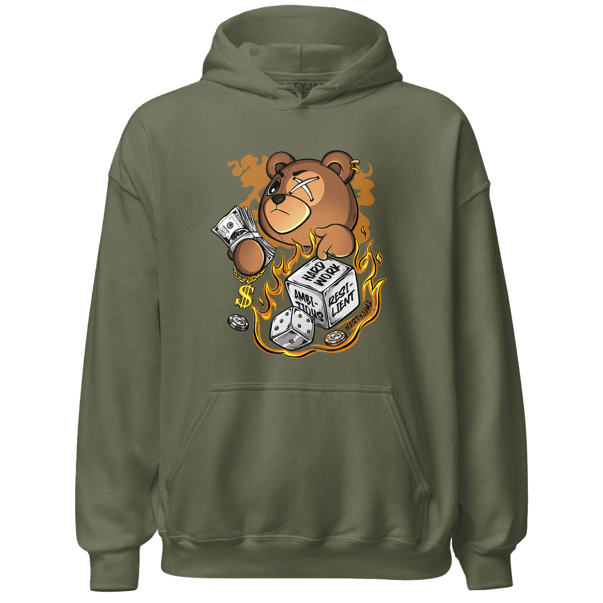 Olive 5s Hoodie Match Hustle Casino BER - NastyJamz